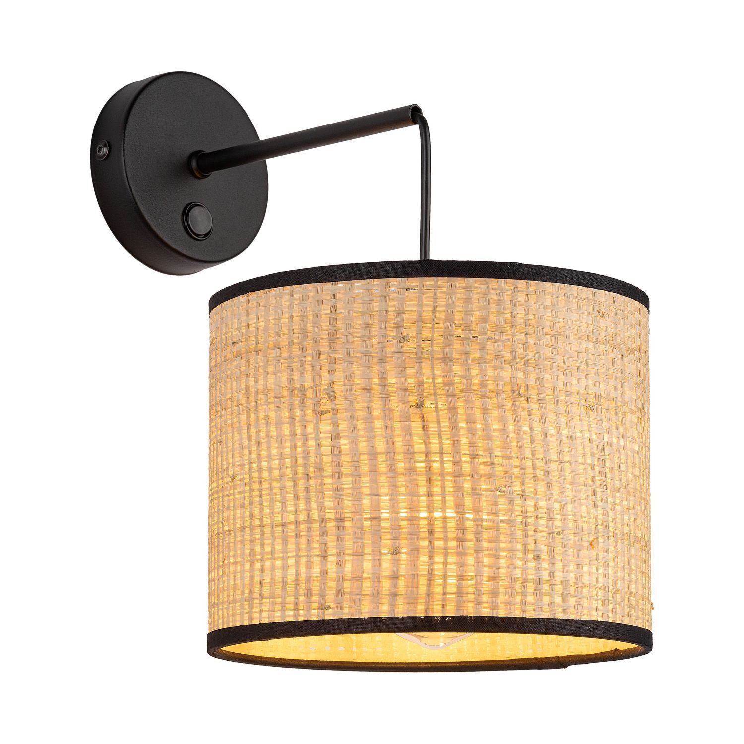 Wandlampe Modern Boho Korbschirm Metall E27 wohnlich Lampe, Badezimmer, Drinnen, Zimmer, Duscharmatur