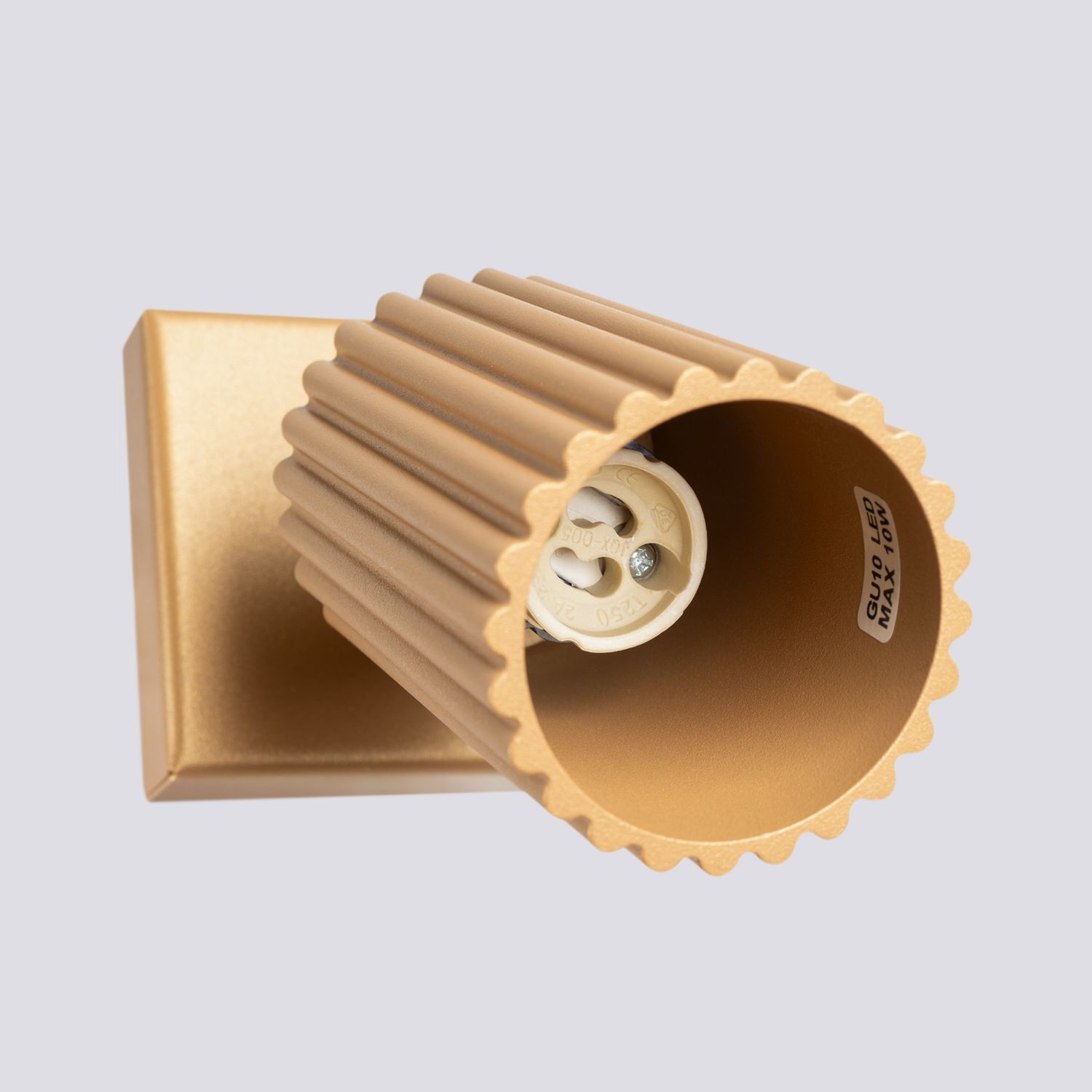 Wandlampe GU10 B: 8 cm klein schwenkbar aus Aluminium in Gold Zylinder