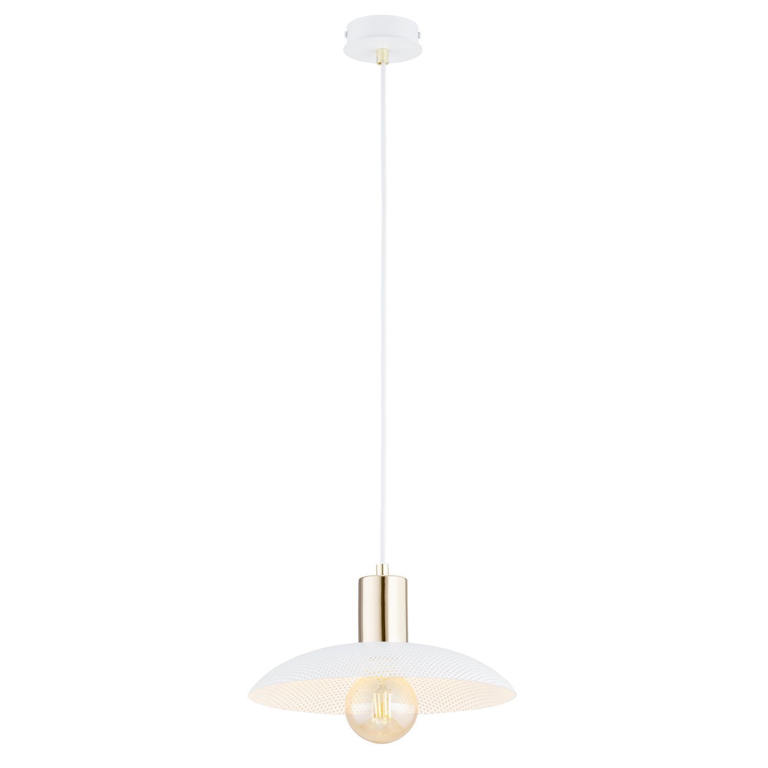 Hängeleuchte Weiß Gold Ø 30 cm H: max. 100 cm verstellbar E27