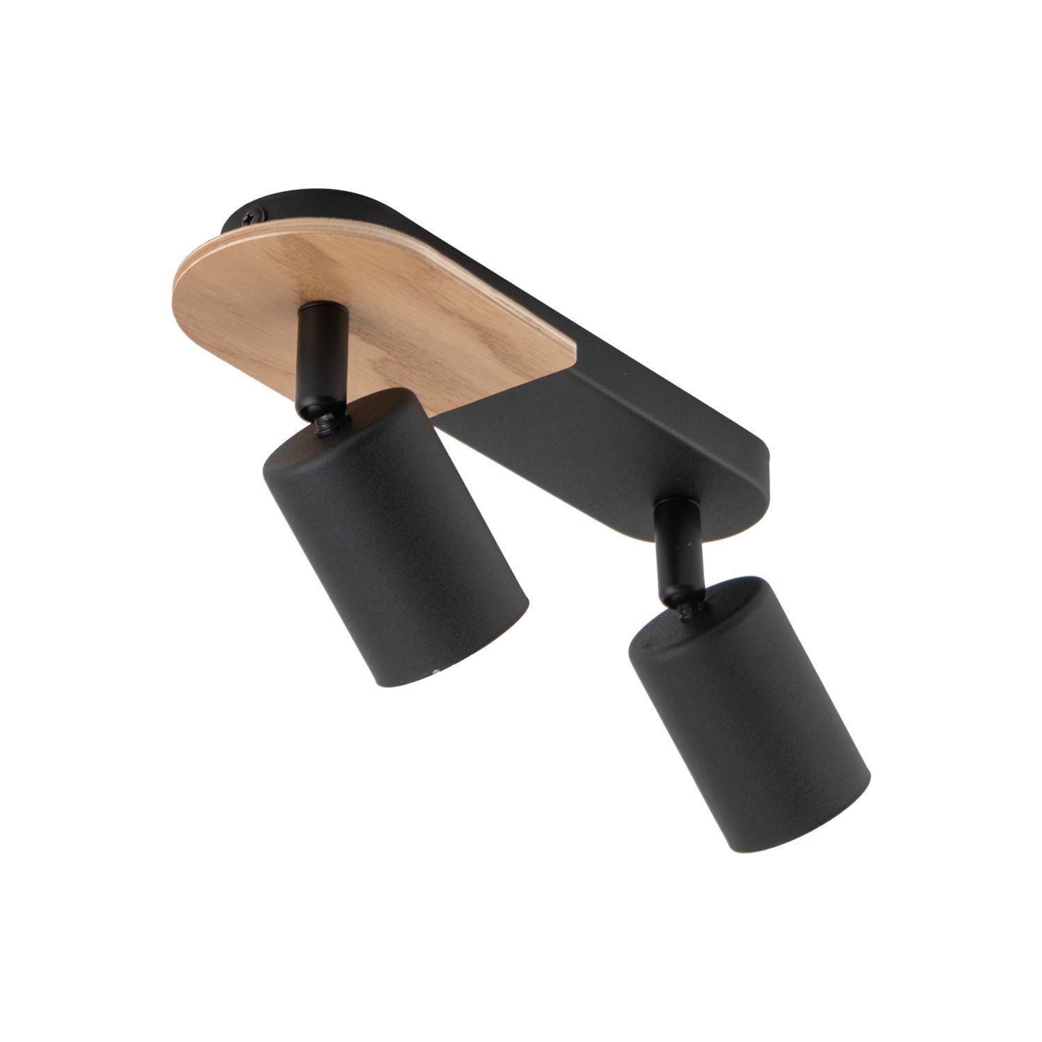 Deckenstrahler 2-flammig Metall Holz Schwarz Natur 35 cm