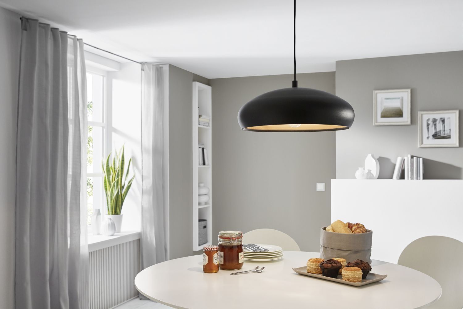 Hängeleuchte Mogano 1 Schwarz Ø40cm Speisesaal, Esstisch, Mobiliar, Tabelle, Lampe