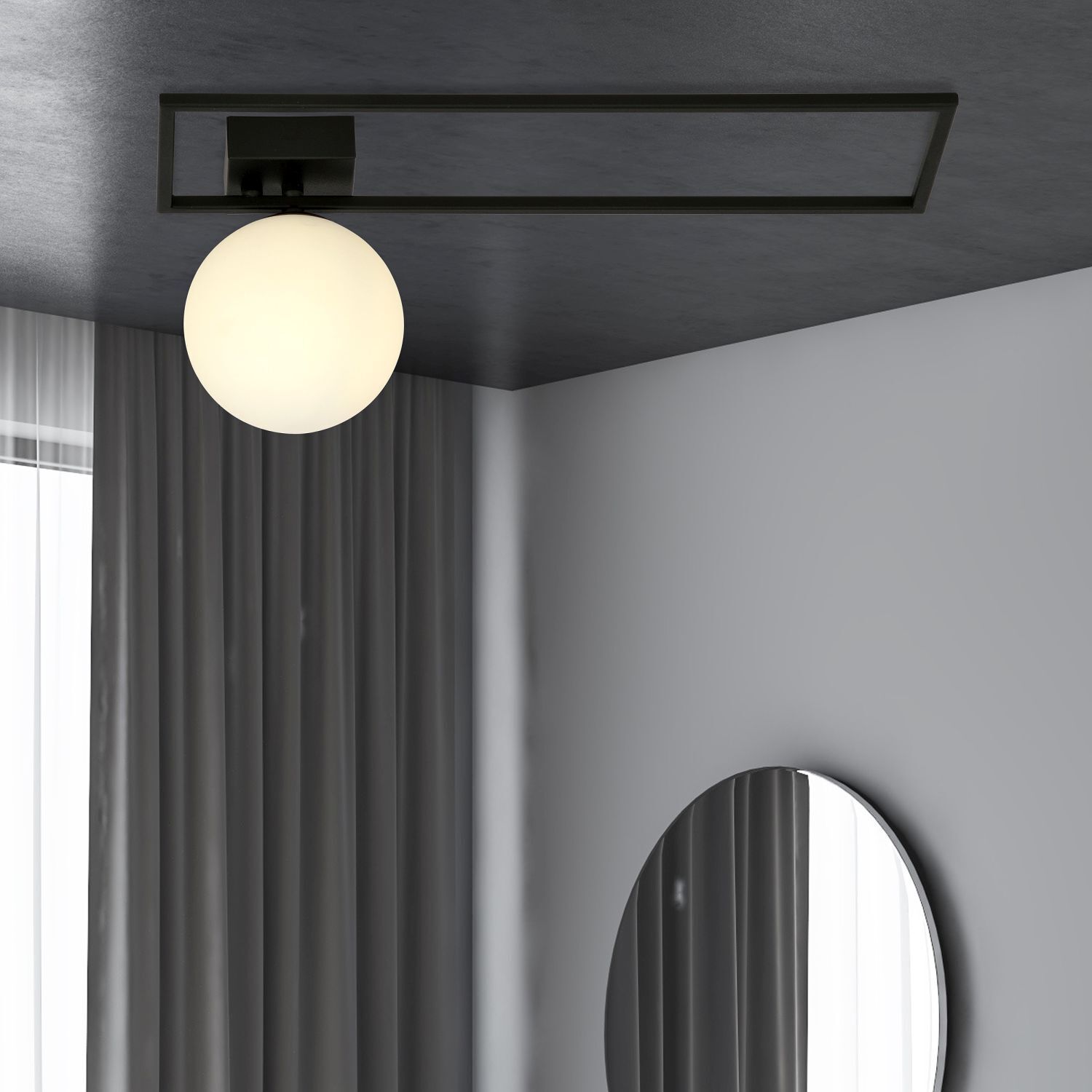 Deckenleuchte Metall Glas L: 50 cm Schwarz Weiß E14 Modern
