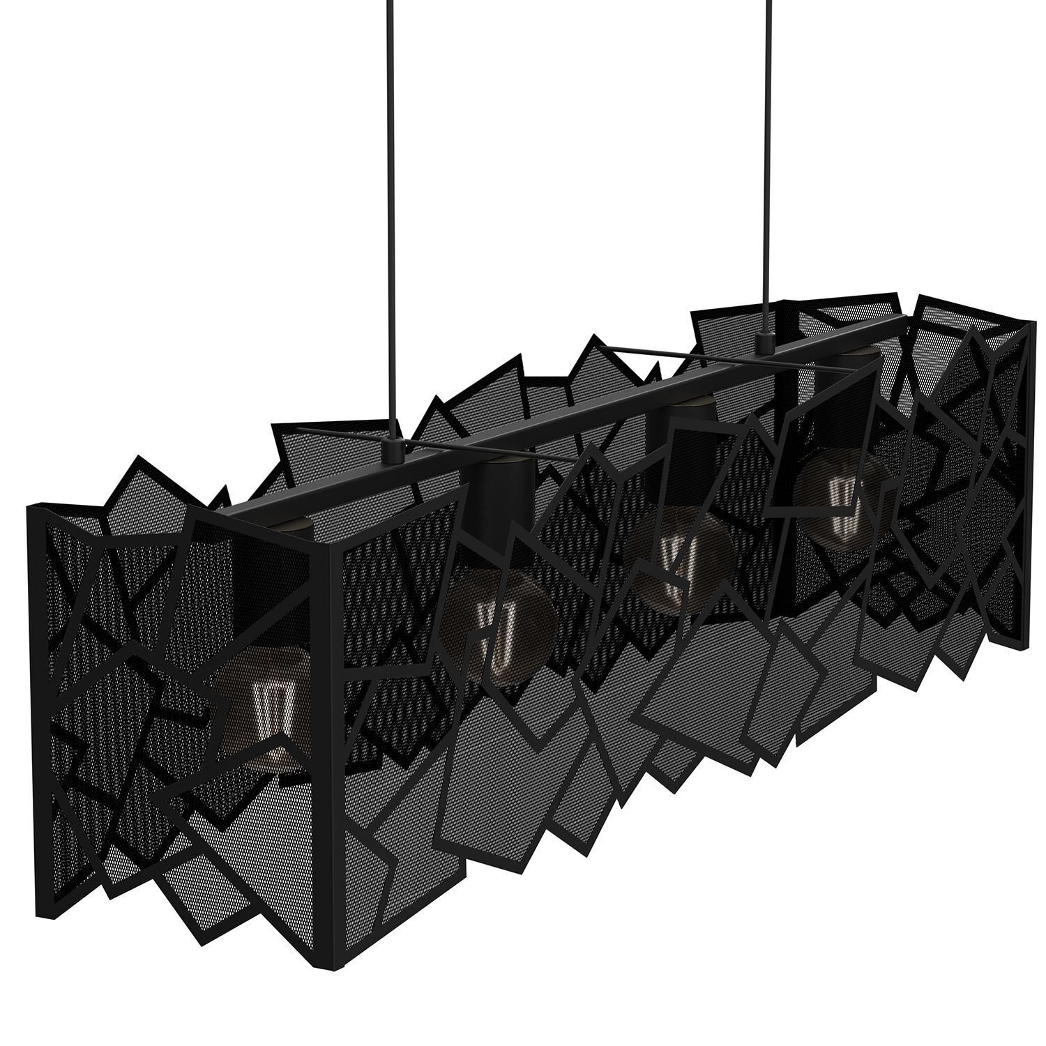Moderne Hängelampe Schwarz Metall L:90 cm E27 dekorativ