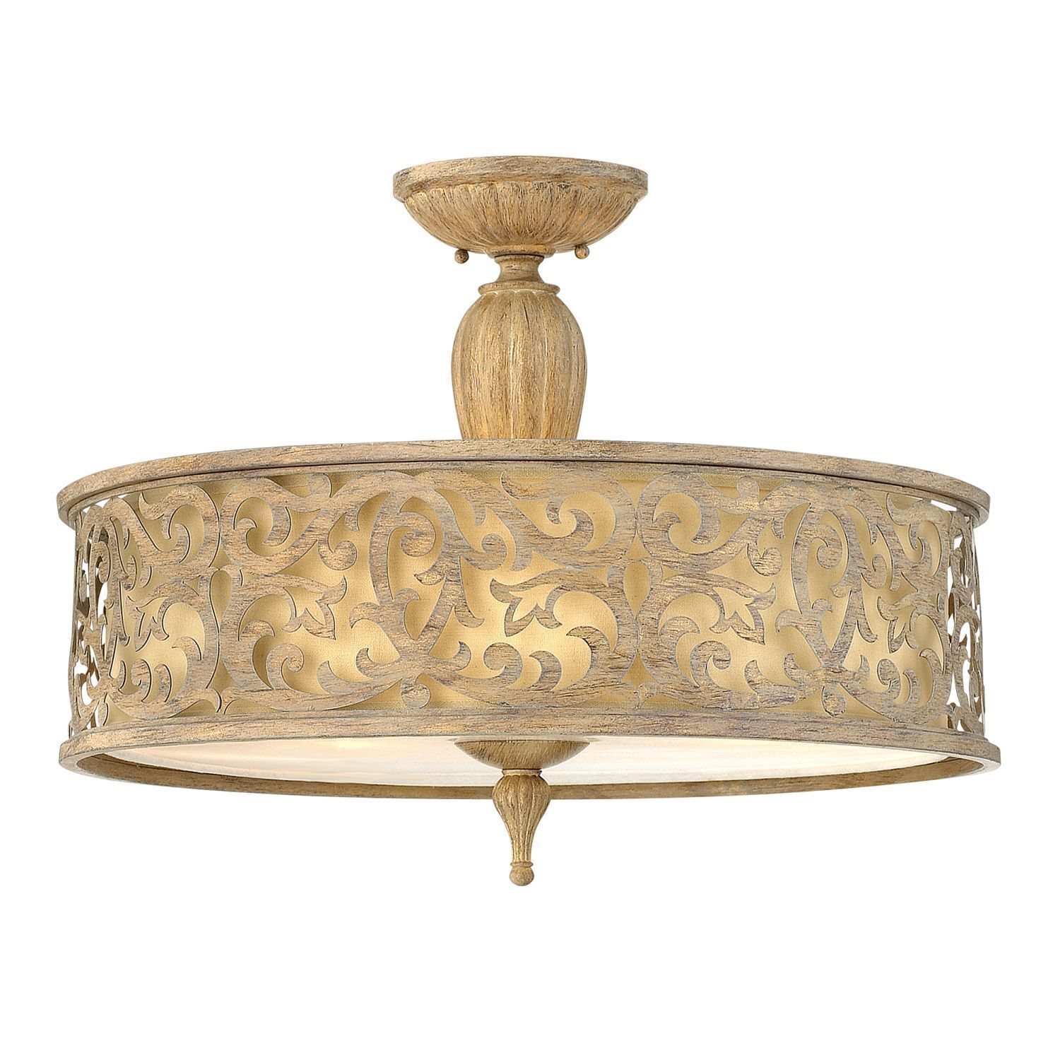Deckenleuchte Wohnzimmer Vintage rund Metall Leinen