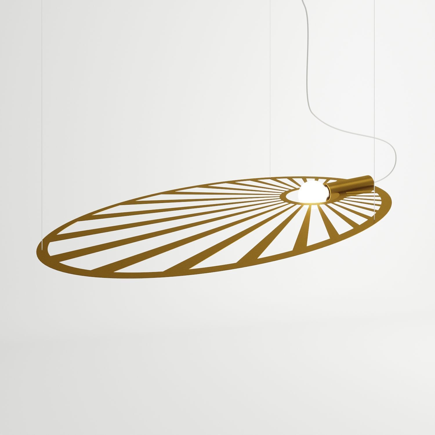 Hängelampe oval 110 cm lang Gold E27 Metall