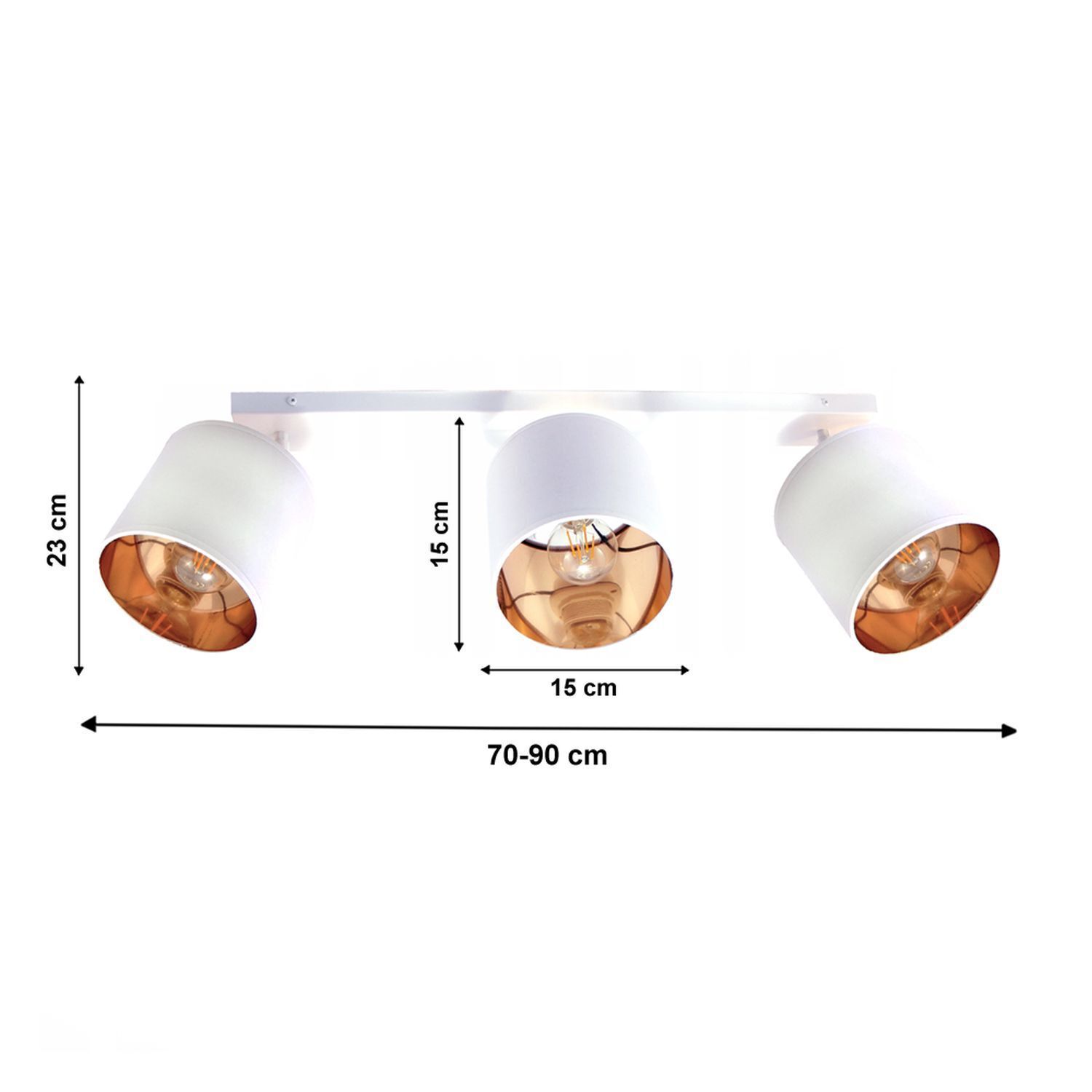 Verstellbarer Deckenspot 3-flammig Stoff blendarm E27 Deckenleuchte, Wandstrahler, Drei Spots, Metall, Kupferfinish
