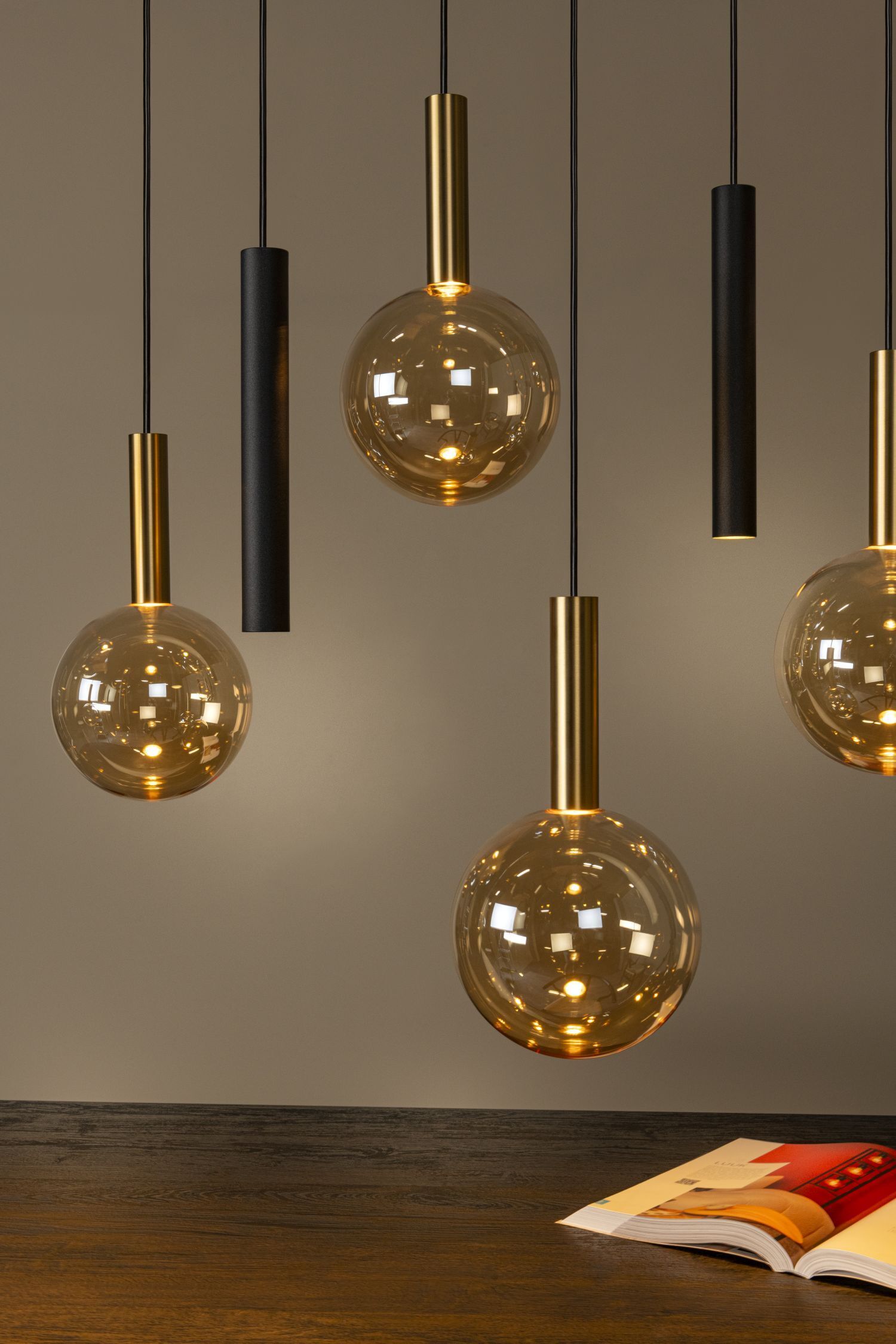 Pendelleuchte Glas Bernstein 12-flammig G9 L:143 cm Lampe