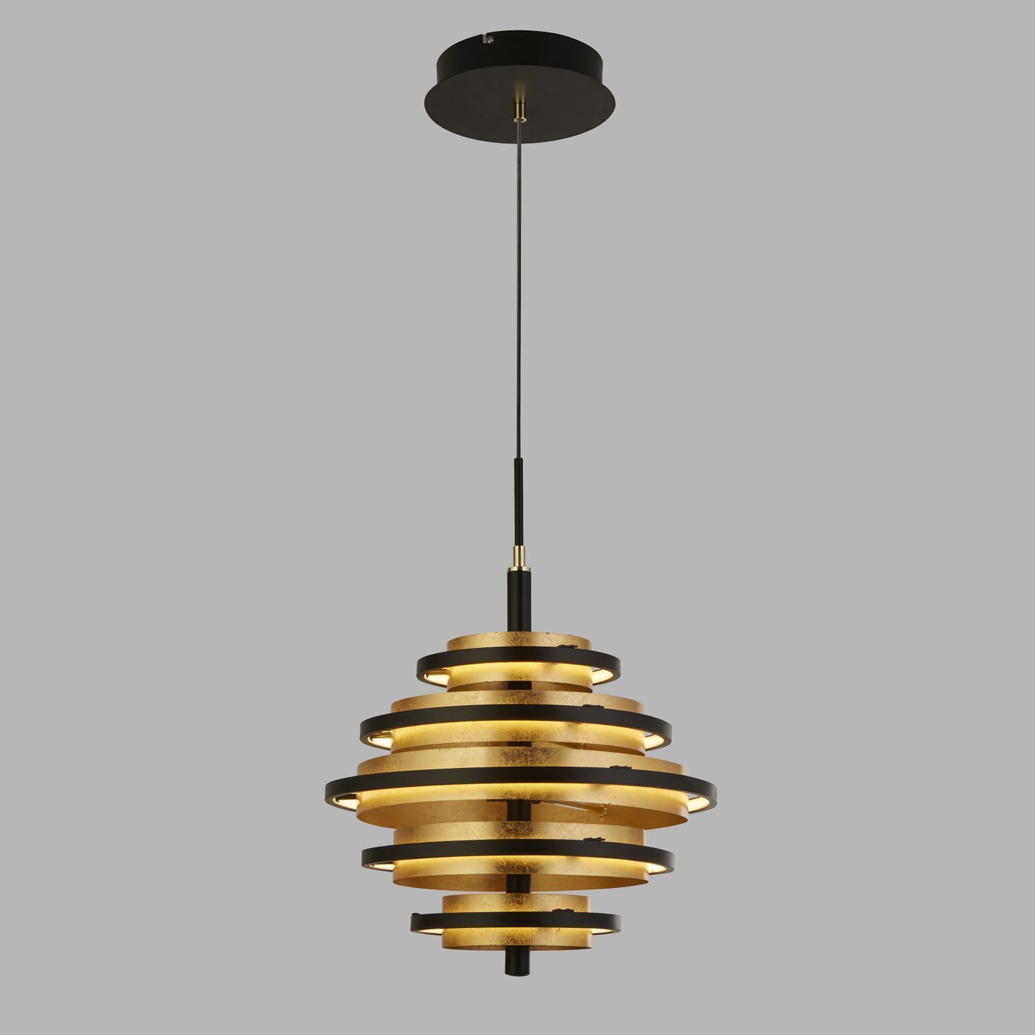 LED Hängeleuchte Schwarz Gold 2700 K rund Ø 40 cm Metall
