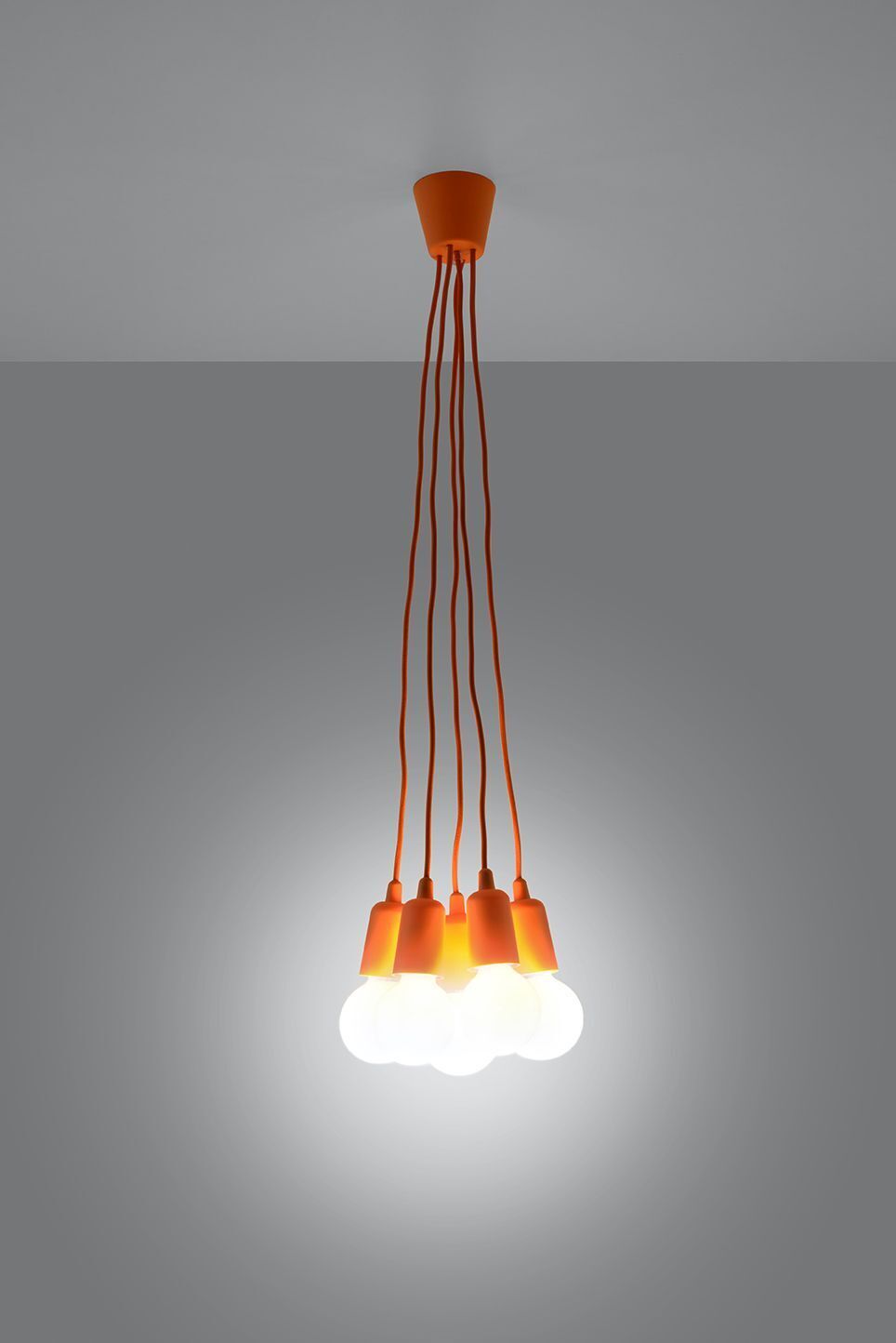 Knallige Pendelleuchte Orange 5-flammig Retro NESSA