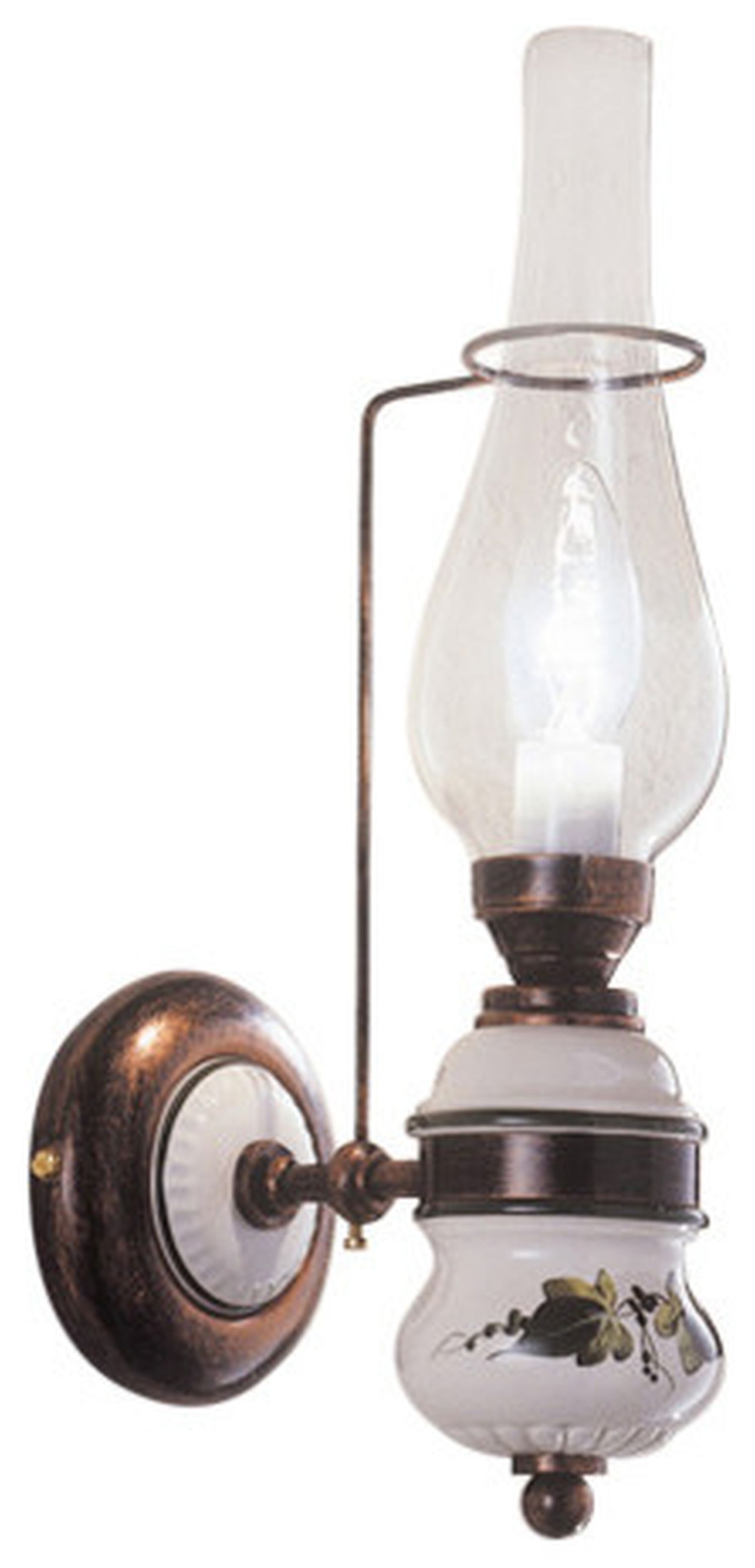 Wandleuchte Metall Glas 40 cm hoch E14 Vintage GIANNI Lampe, Rauchrohr