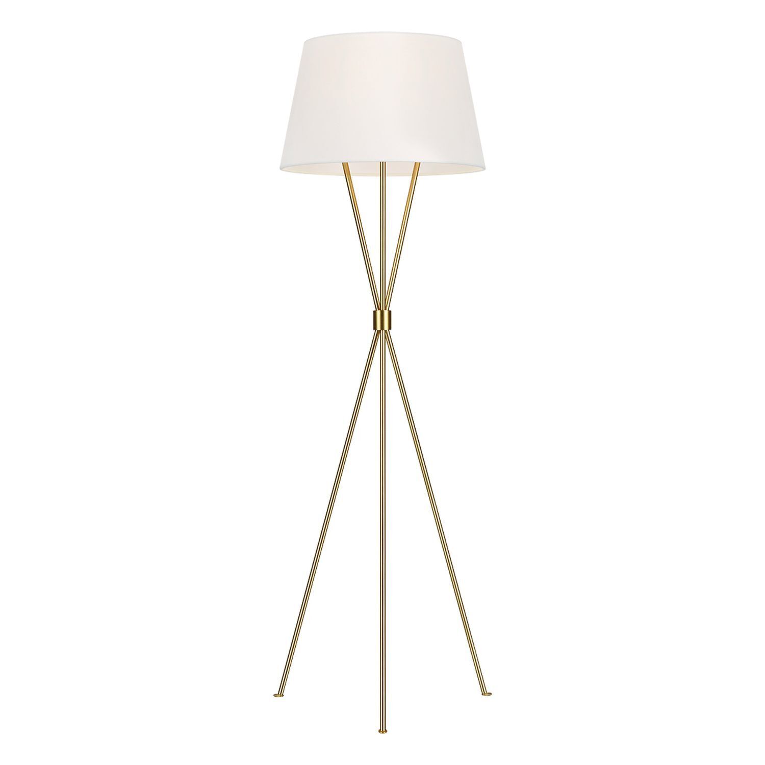 Dreibein Stehleuchte Weiß Messing 140 cm Stoff Metall Lampe, Lampenschirm