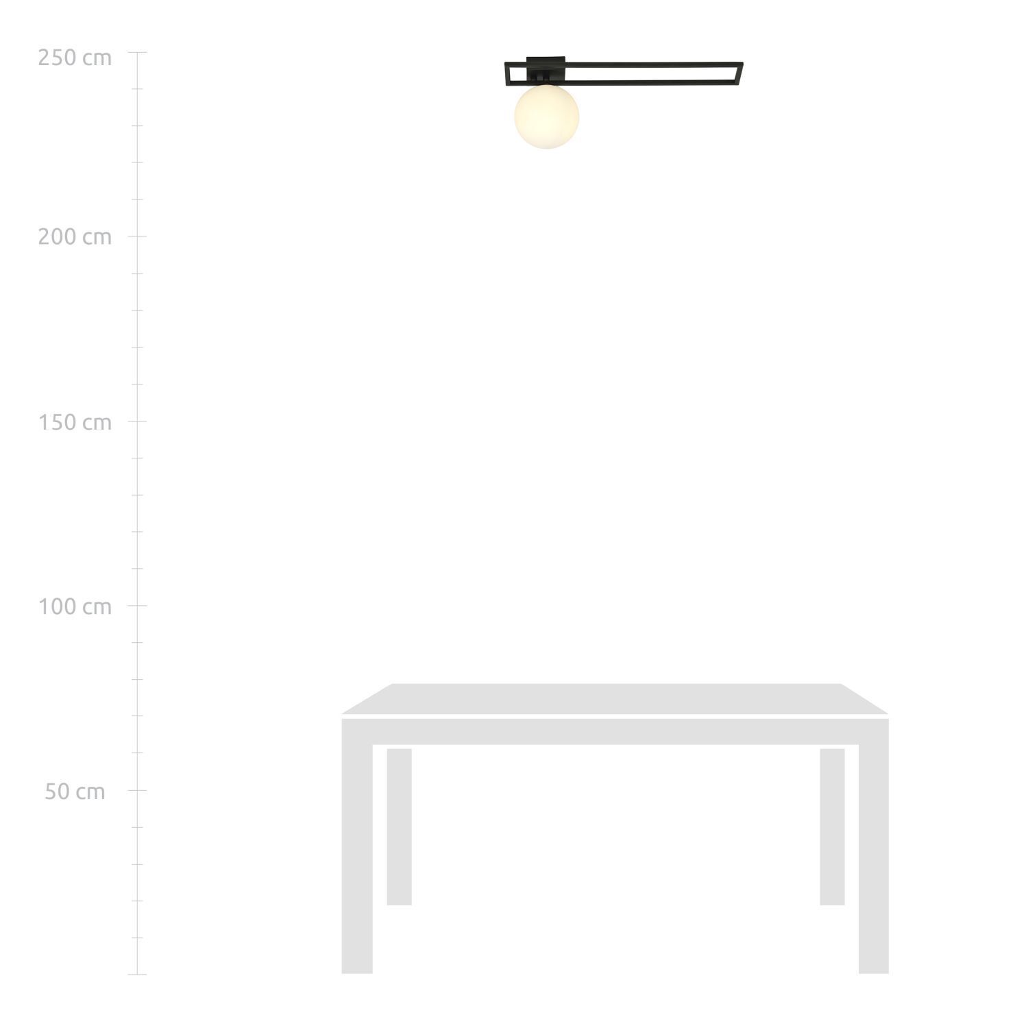 Deckenlampe Schwarz Weiß E14 50 cm Kugelschirm Glas Metall