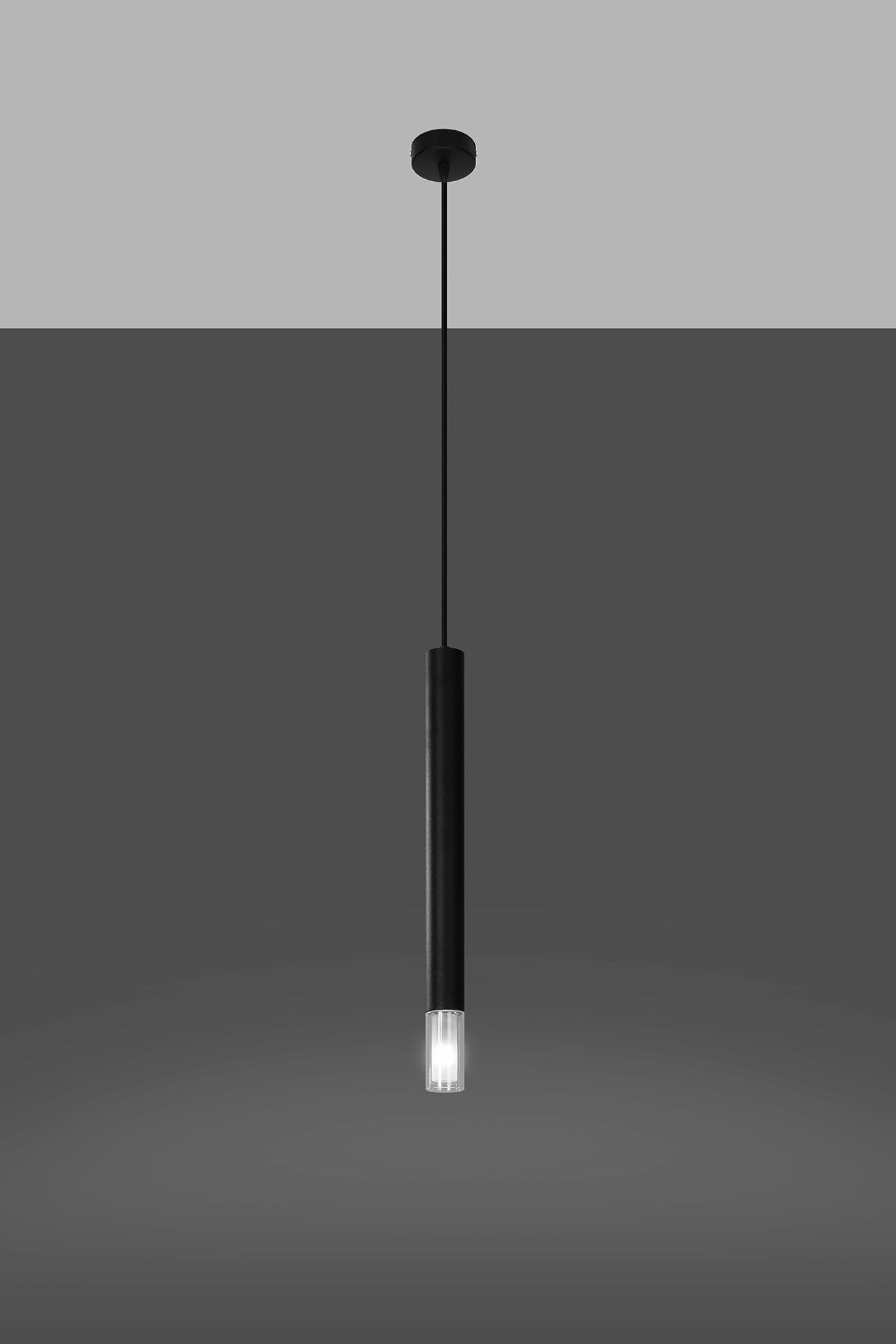 Hängeleuchte Schwarz Zylinder Ø 4 cm schmal Metall Glas