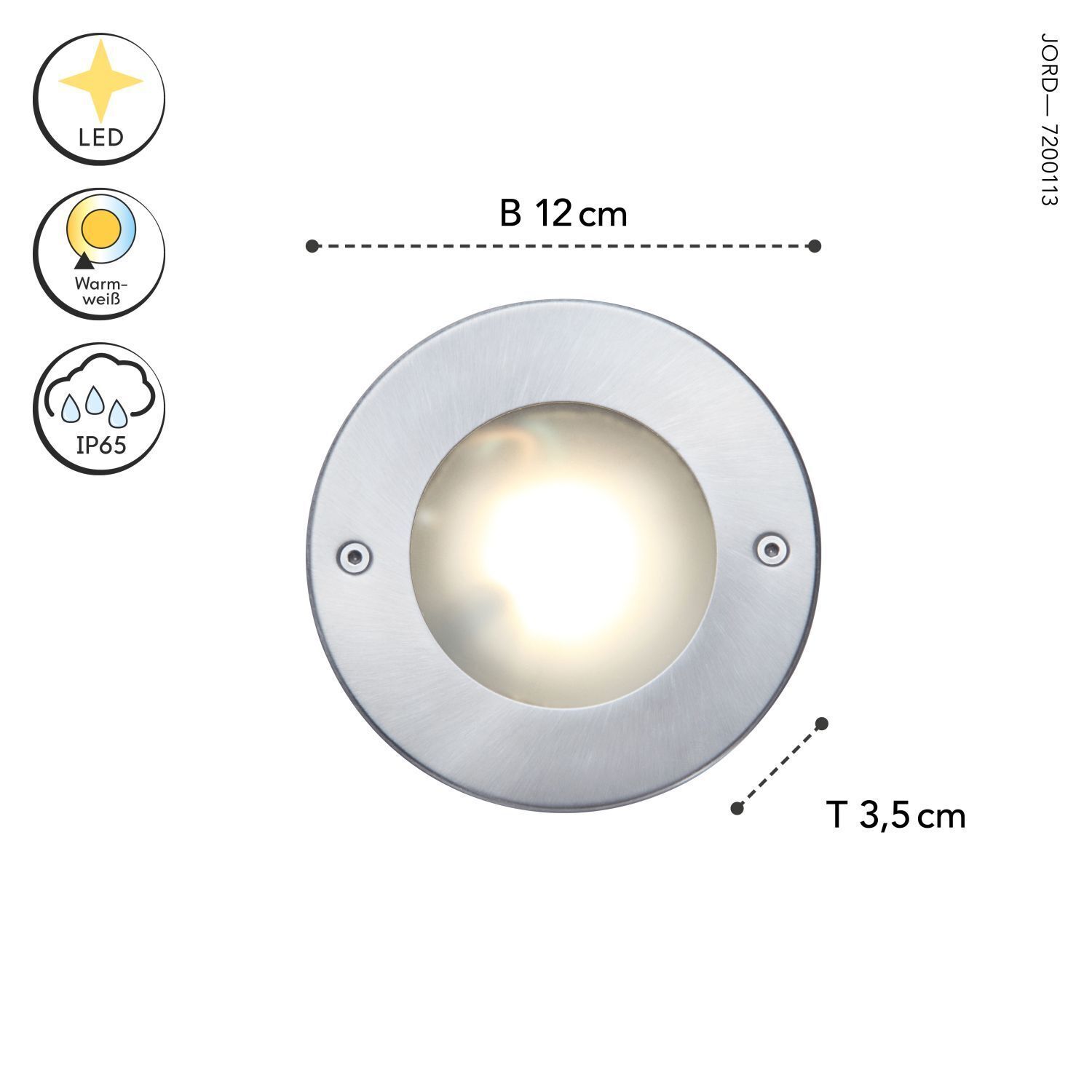 LED Einbaustrahler Aluminium IP67 rund Ø12 cm Nickel LED, Einbauleuchte, Inox, Rund, Beleuchtung