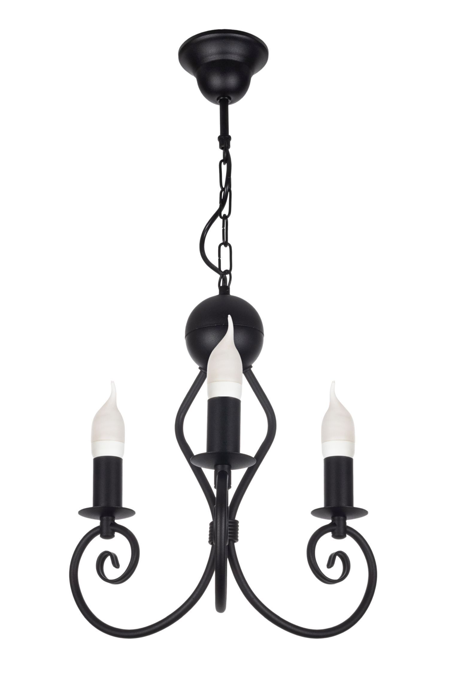 Vintage Kronleuchter Metall Schwarz E14 B:36 cm Kerzen