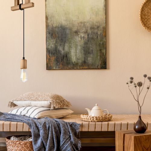 Wohnzimmer Hängelampe Holzleuchte Esszimmer Modern