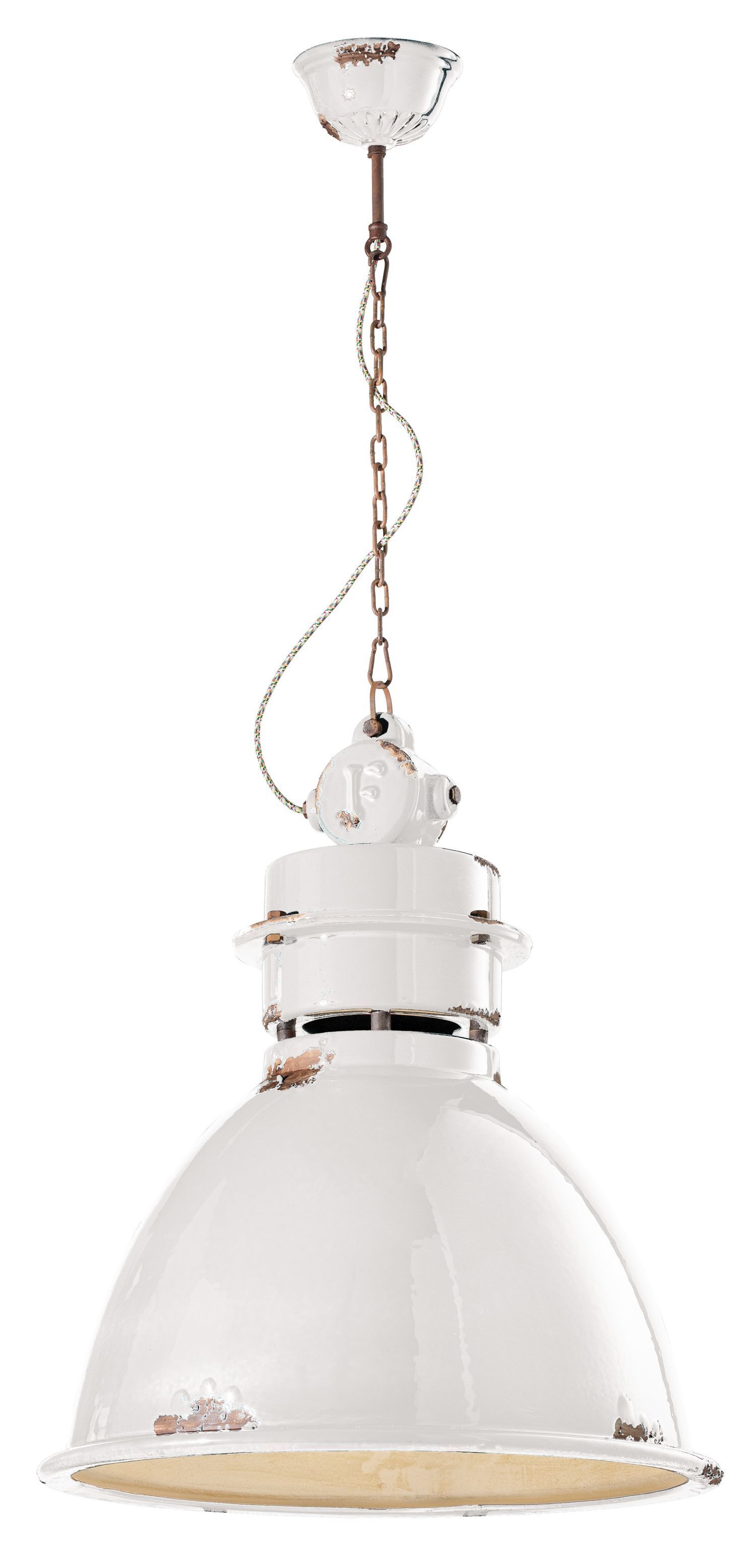 Hängelampe Keramik E27 H: max. 140 cm Weiß Shabby Antik