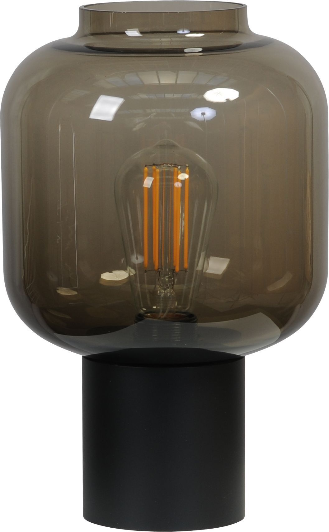 Kleine Tischlampe Rauchglas Metall 31 cm hoch Ø 20 cm E27