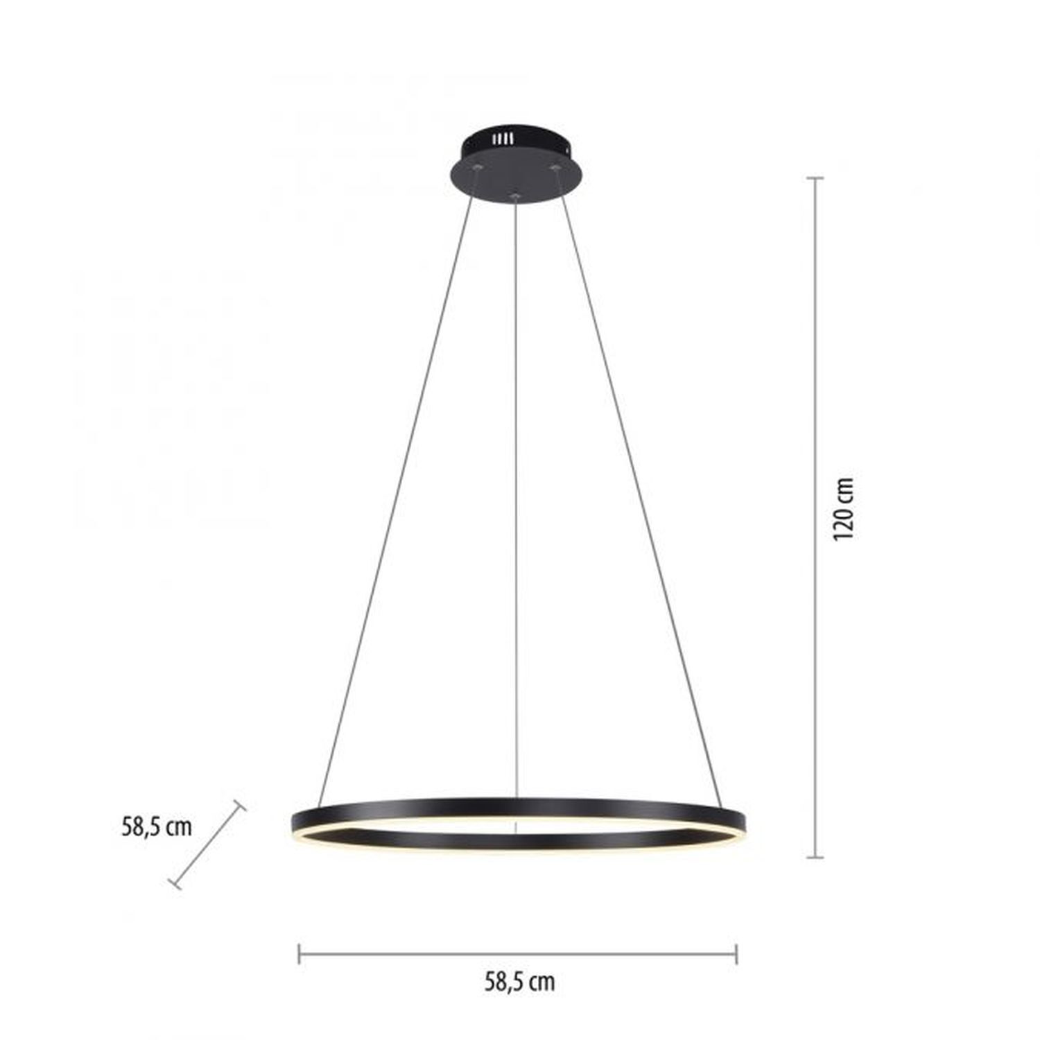 Dimmbare LED Pendelleuchte Schwarz Ø58,5 cm 3000 K 28 W Dimmbare LED Pendelleuchte Schwarz Ø58,5 cm 3000 K 28 W