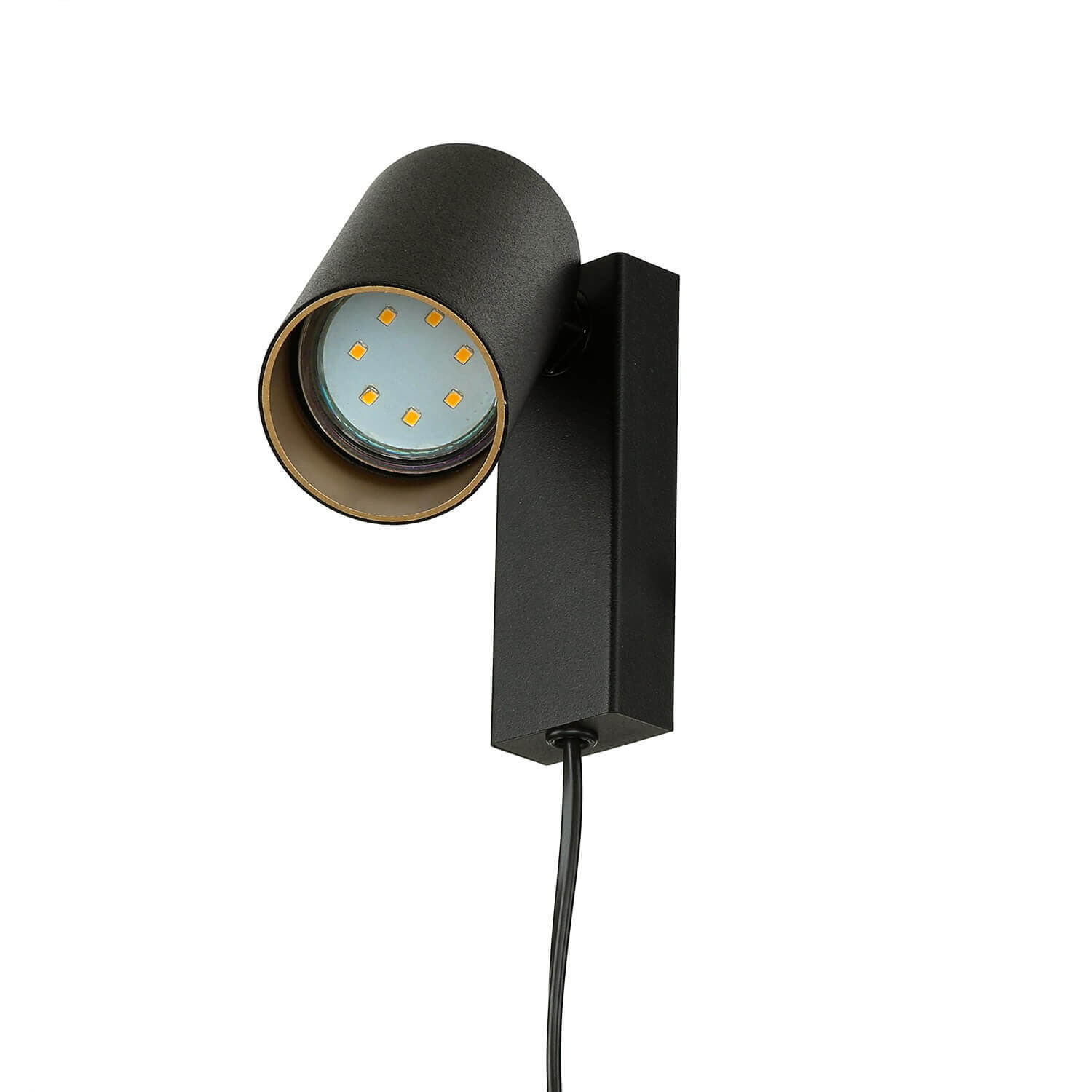 Wandspot mit Schalter Kabel Schwarz Gold GU10