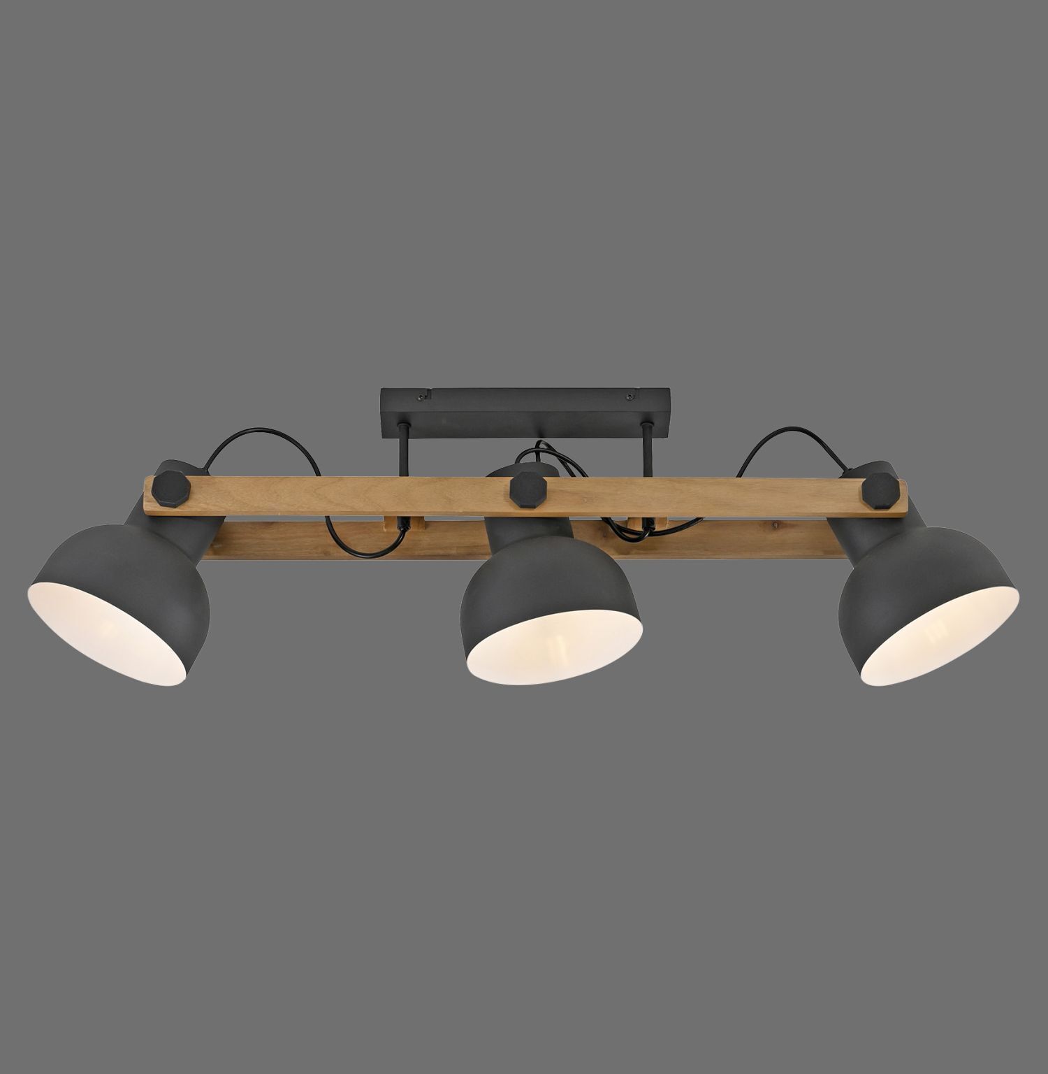Deckenstrahler Holz Metall E27 96 cm 3-flammig flexibel Beleuchtung, Leuchte, Lampe, Deckenleuchte