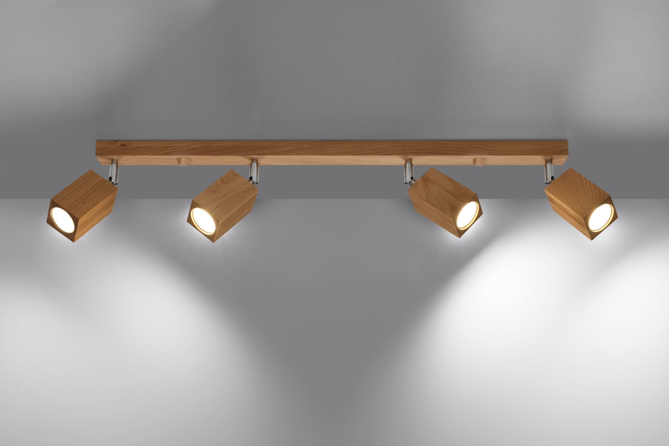 Deckenlampe Holz 4-flammig 80 cm lang wohnlich GU10