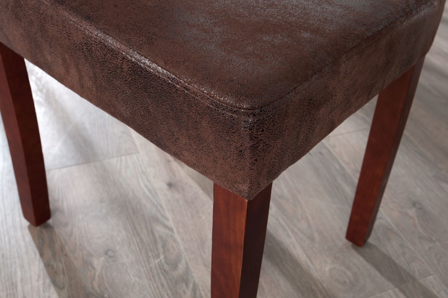 Esszimmerstuhl Microfaser Holz 50 cm in Kaffeebraun Moebel