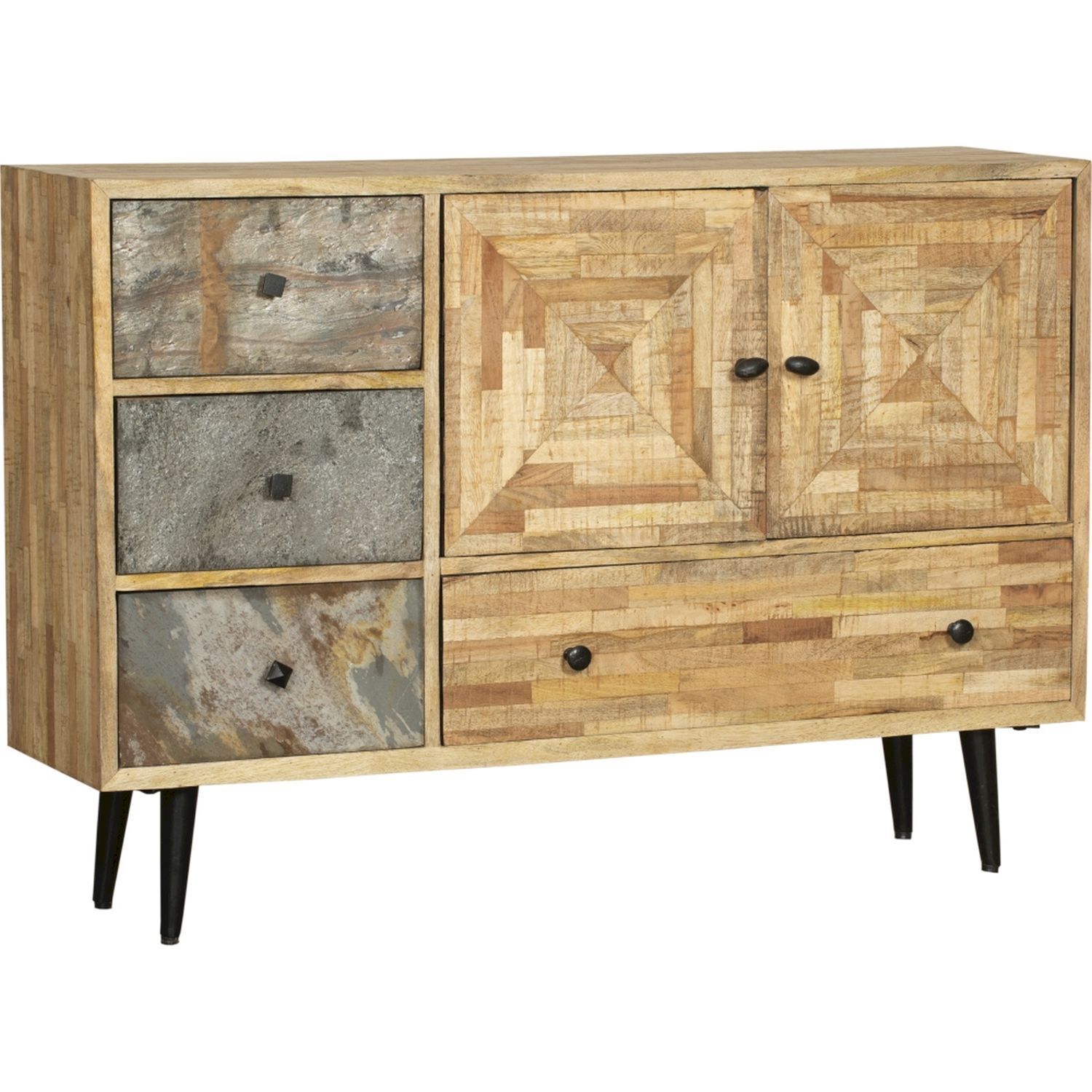Sideboard Holz Stahl B: 117 cm mit Schubladen Türen Moebel, Anrichte, Kabinett