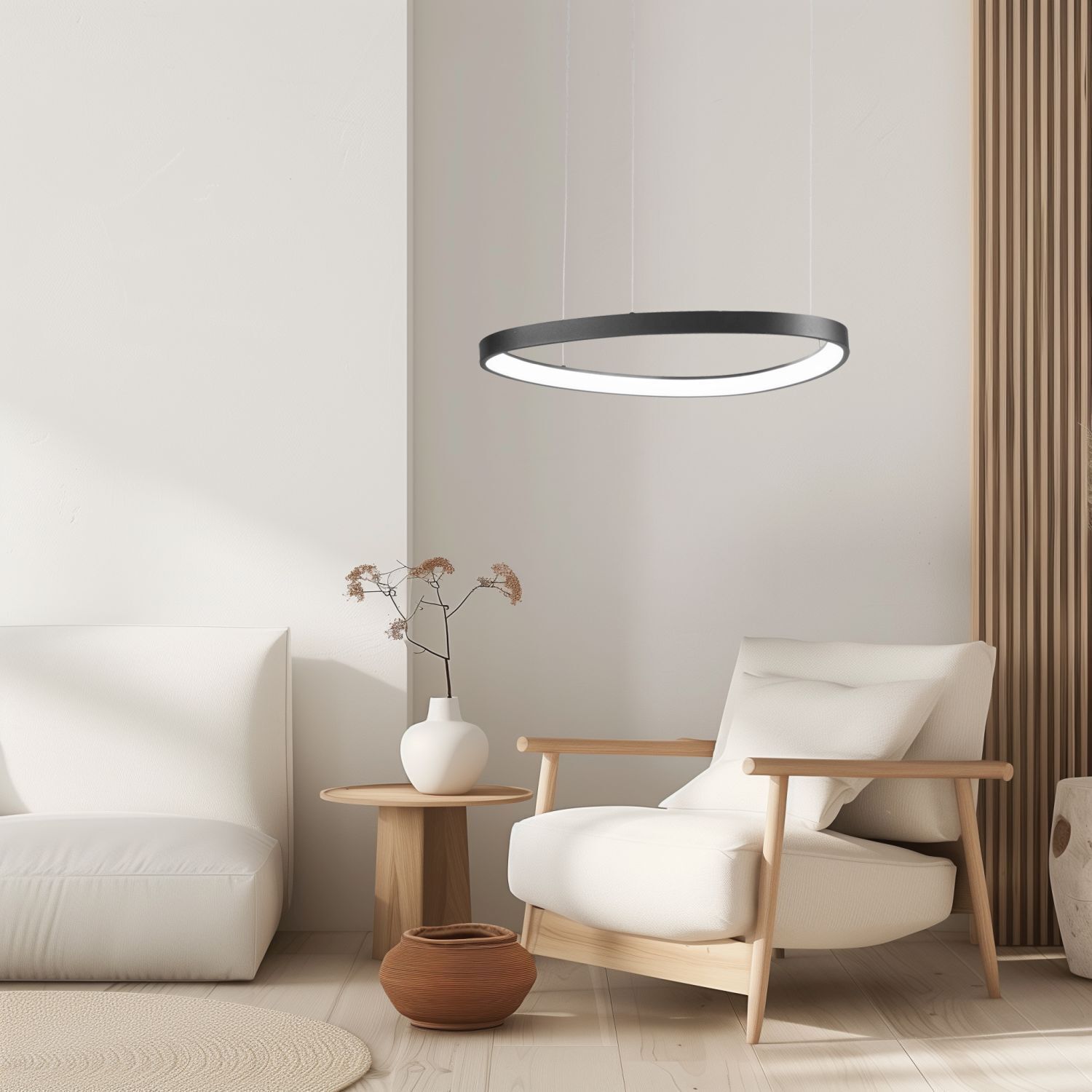 LED Hängelampe Schwarz Ring B:65 cm 3000/4000/6500 K hängelampe, rund, LED, moderne, wohnzimmer