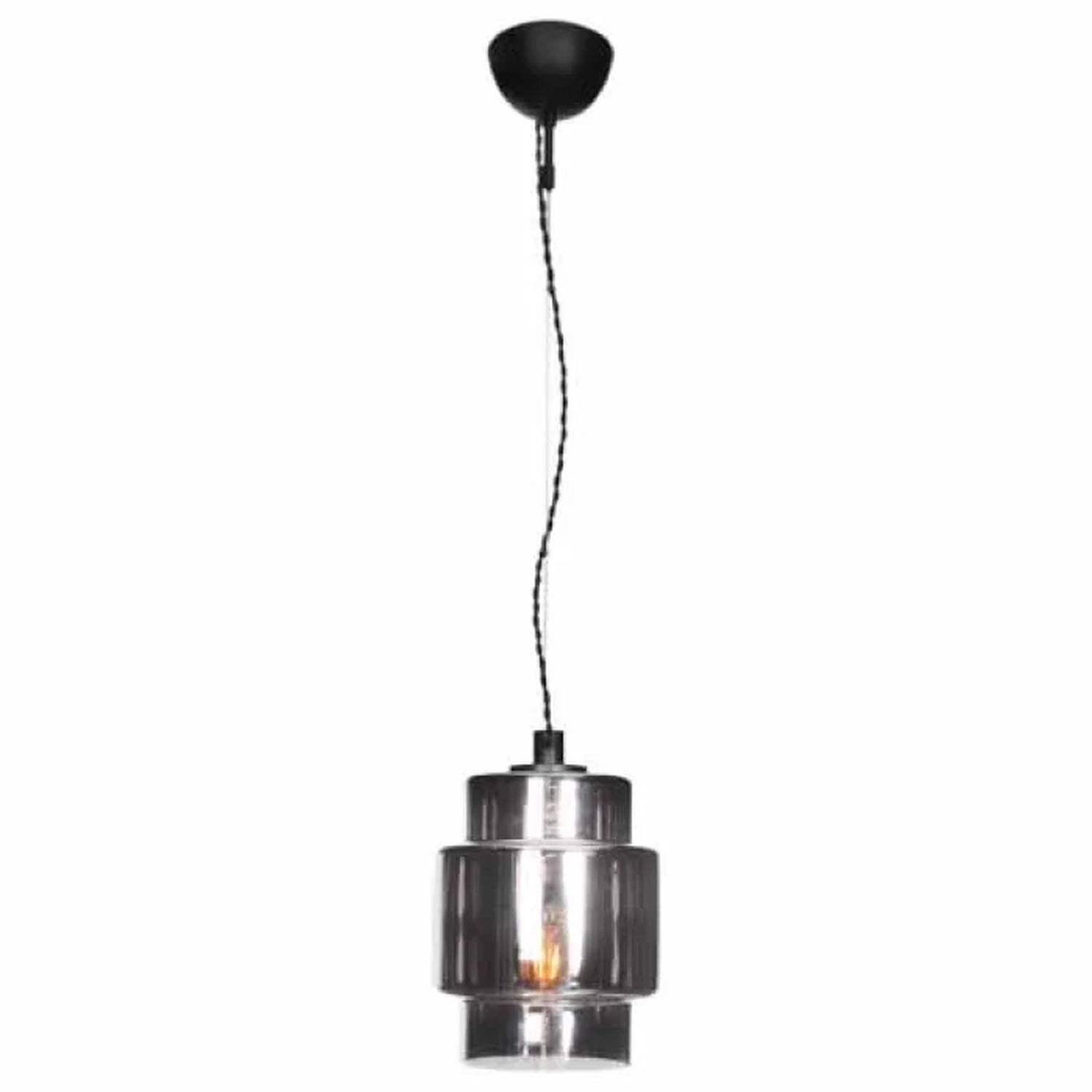 Pendelleuchte Rauchglas 20 cm breit E27 Vintage