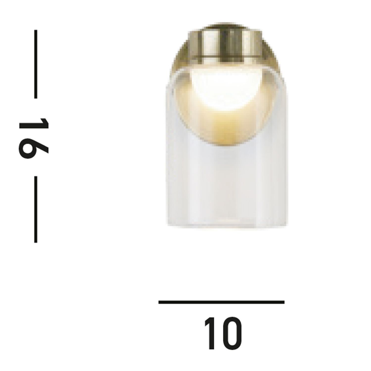 Kleine LED Wandlampe Glasschirm Metall T:16 cm IP44 6 W
