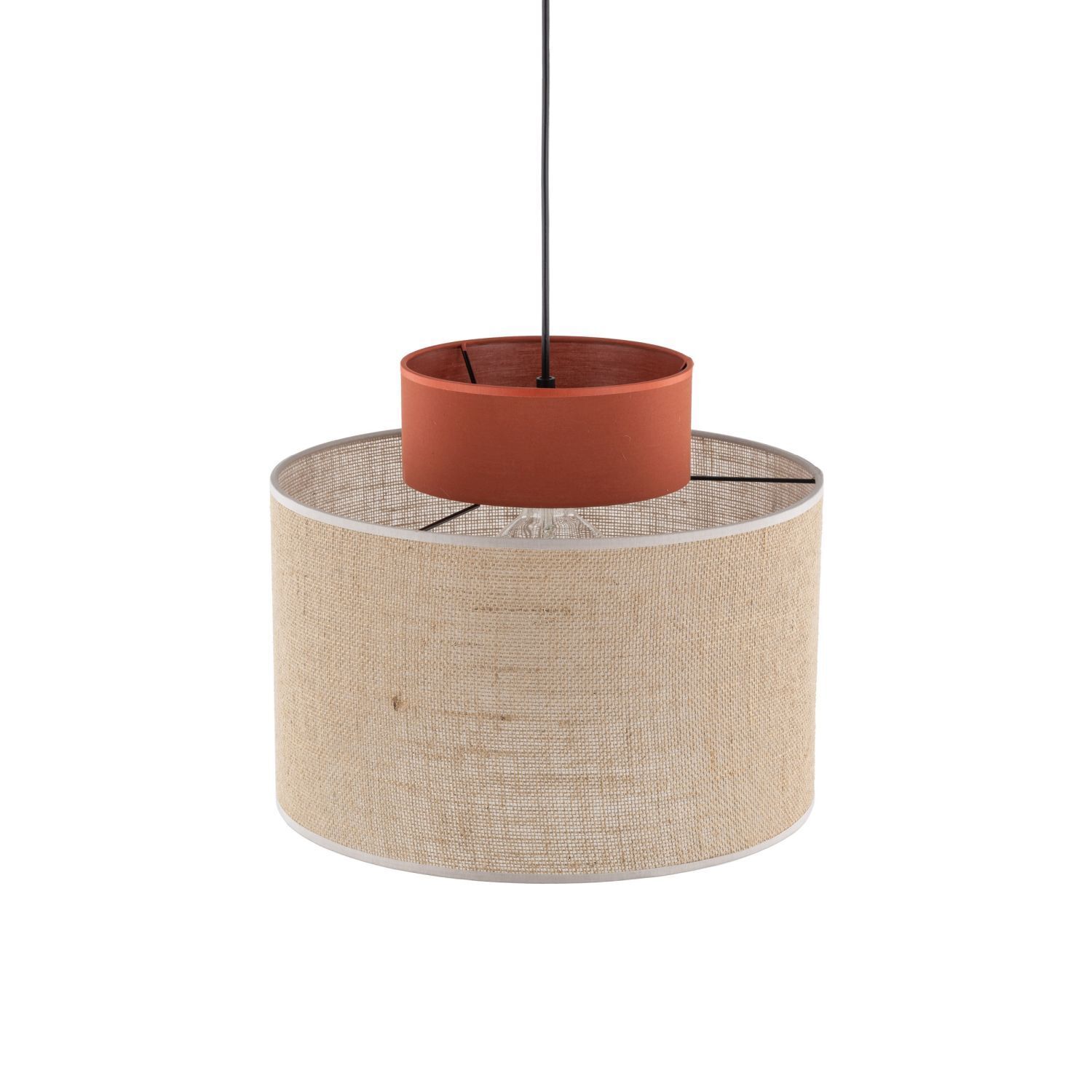 Hängelampe rund Ø 20 cm H: max. 170 cm E27 Jute Stoff