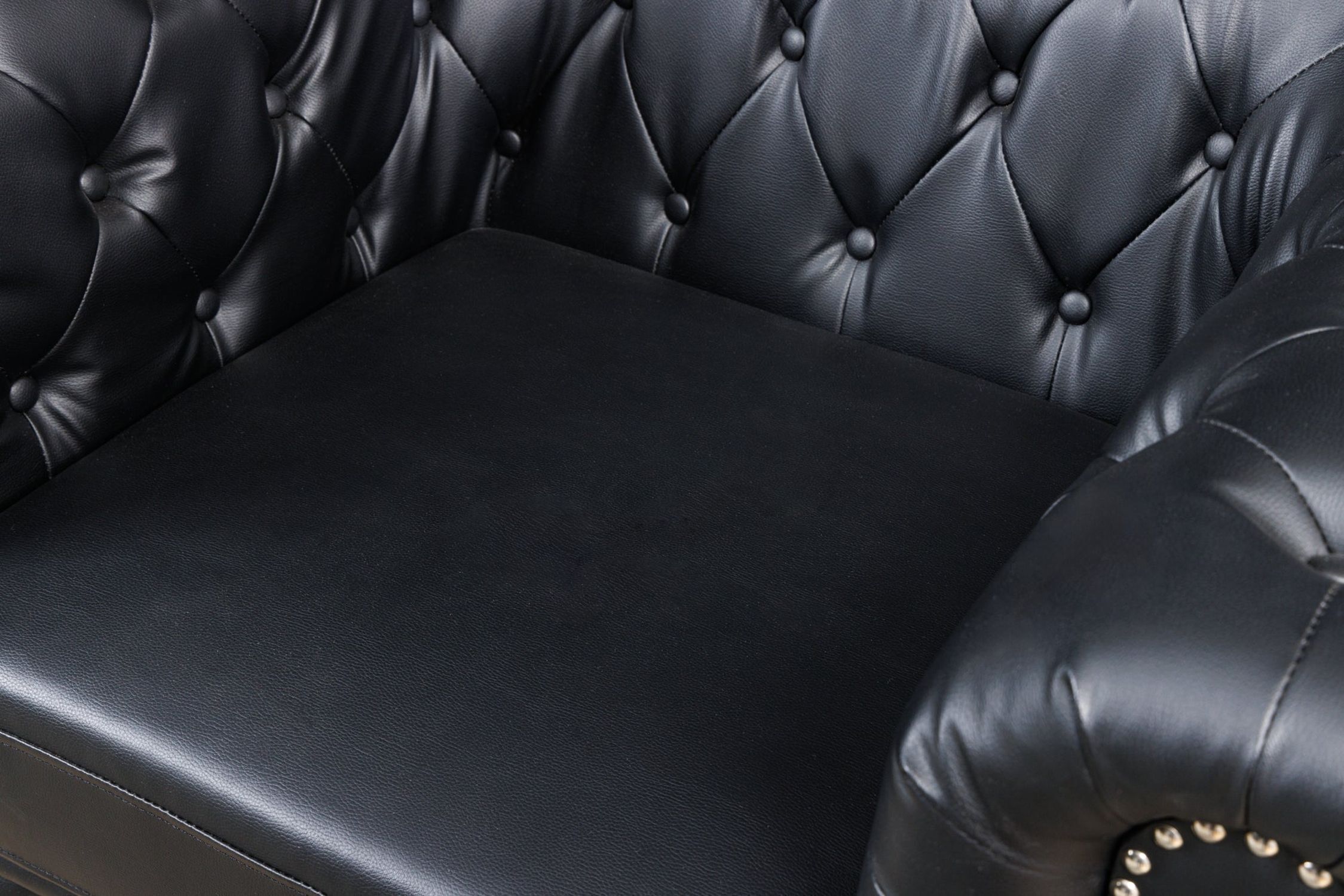 Sessel Kunstleder Schwarz Braun B: 110 cm Chesterfield Moebel, Stuhl, Couch, Kissen, Dekoration für Zuhause