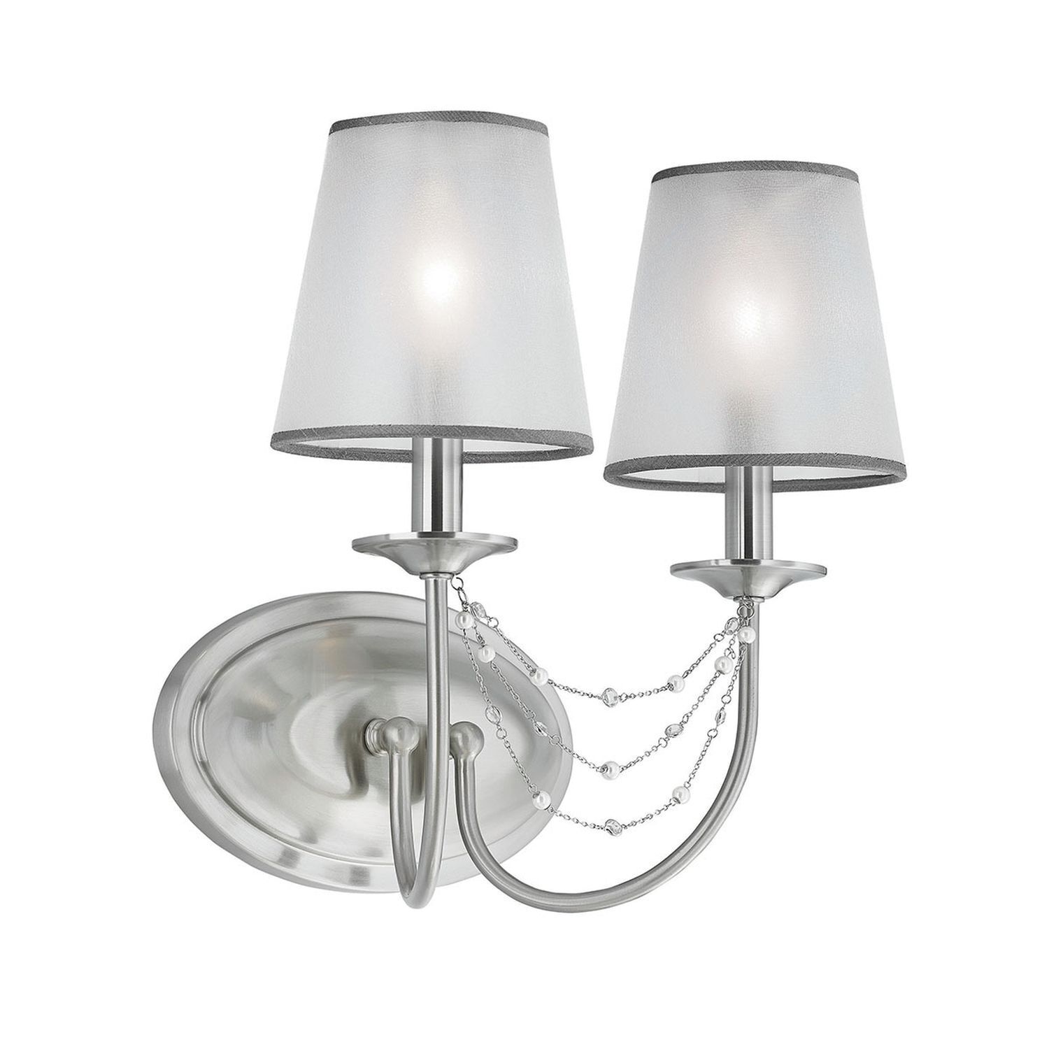 Wandleuchte Stoffschirm Metall 2x E14 Schlafzimmer Flur Lampe, Kronleuchter