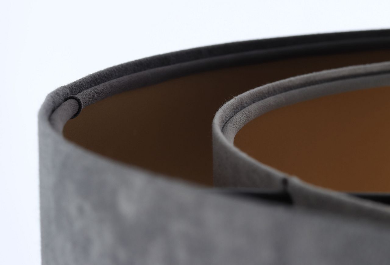 Pendelleuchte rund D: 50 cm Grau Gold E27 Stoffschirm
