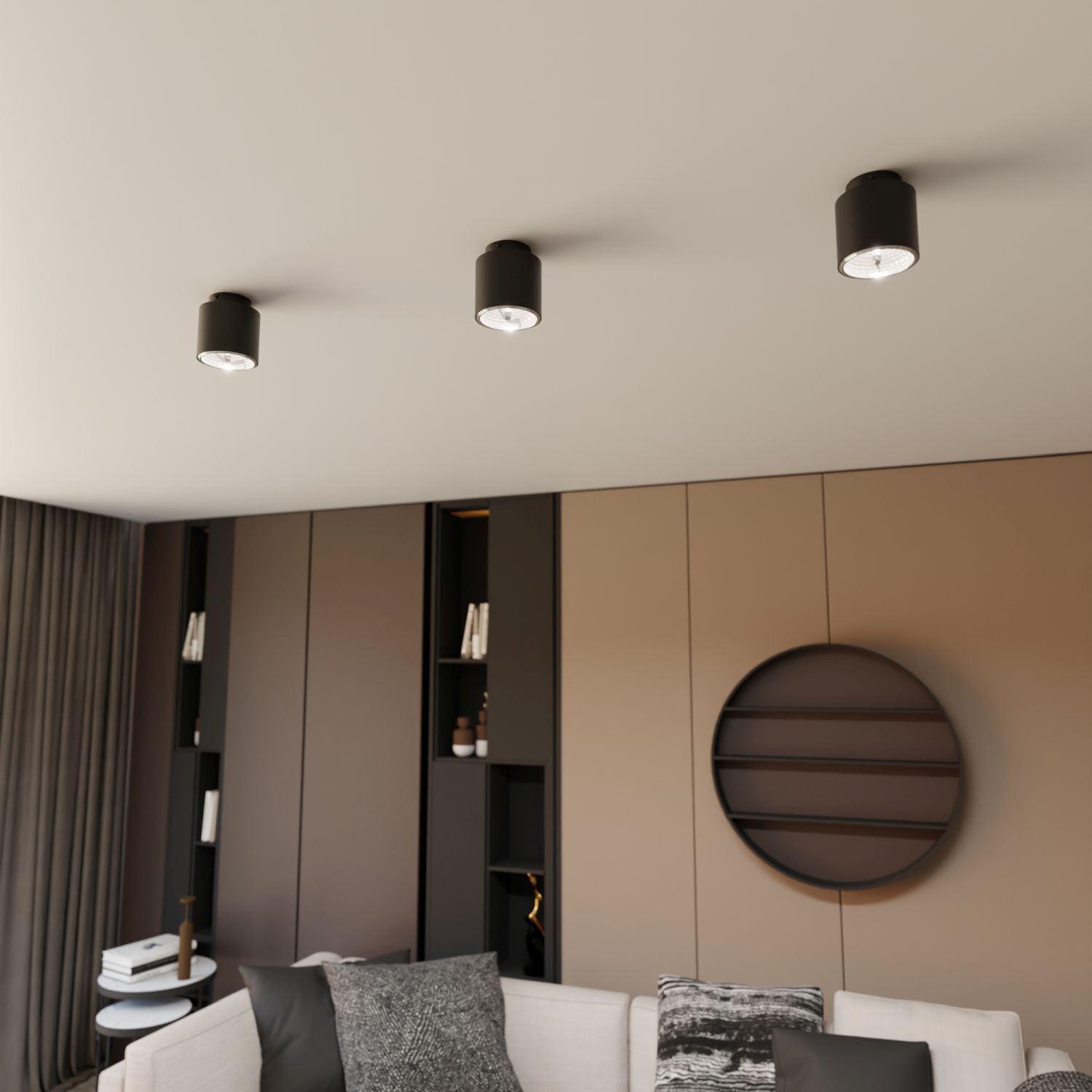 Aufputz Deckenlampe Metall Ø 11,5 cm klein GU10 AR111 Schwarz