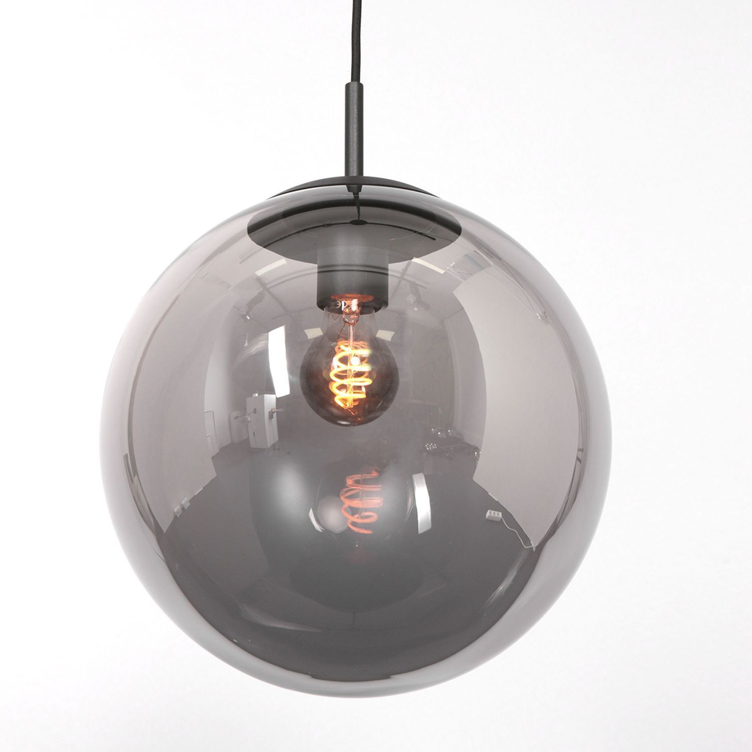 Lange Hängelampe Glas in Rauchgrau 120 cm E27 Modern