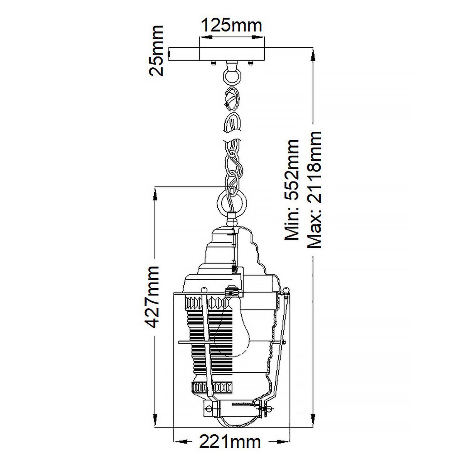 Außenlampe Veranda E27 IP44 H: max. 211,8 cm verstellbar