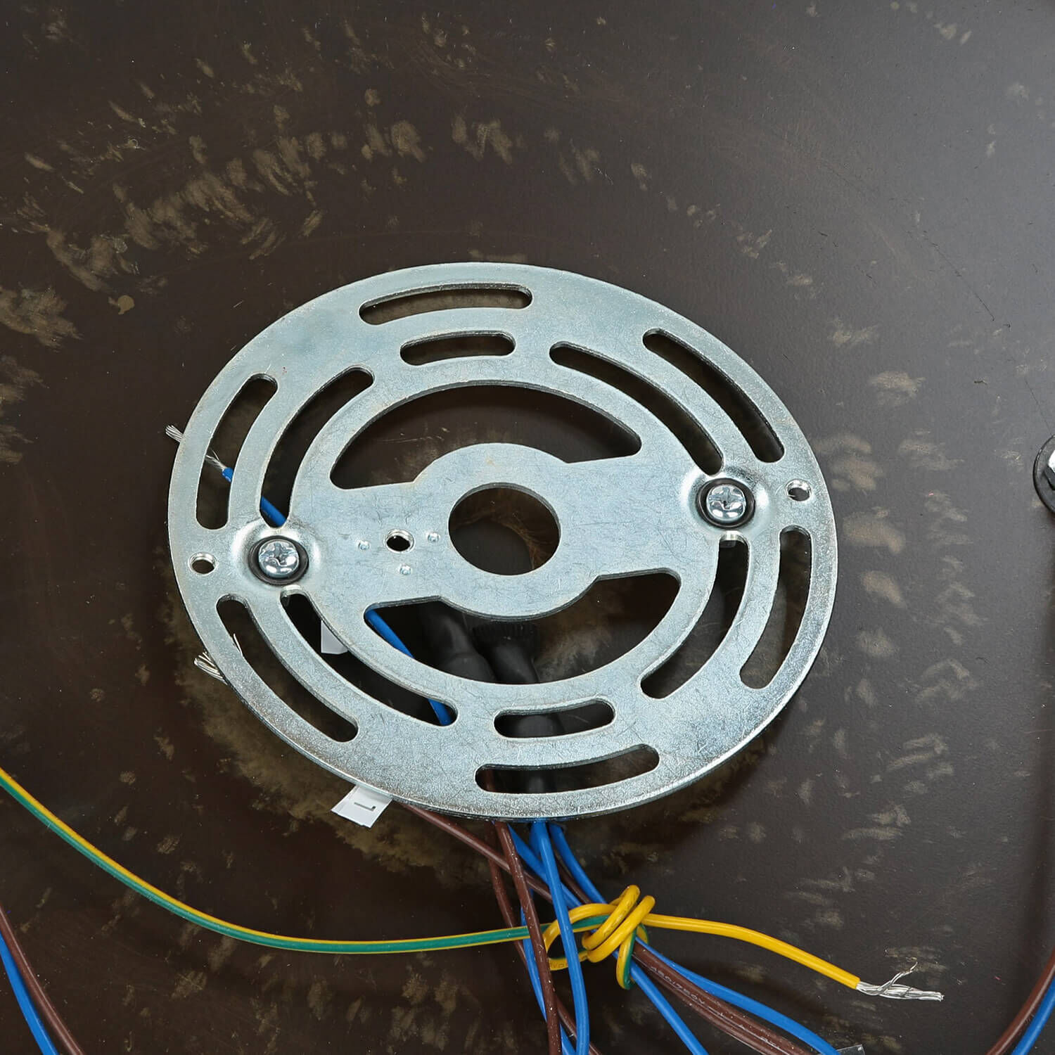 Deckenleuchte rund blendarm in Messing Weiß Wohnzimmer Maschine, Rad