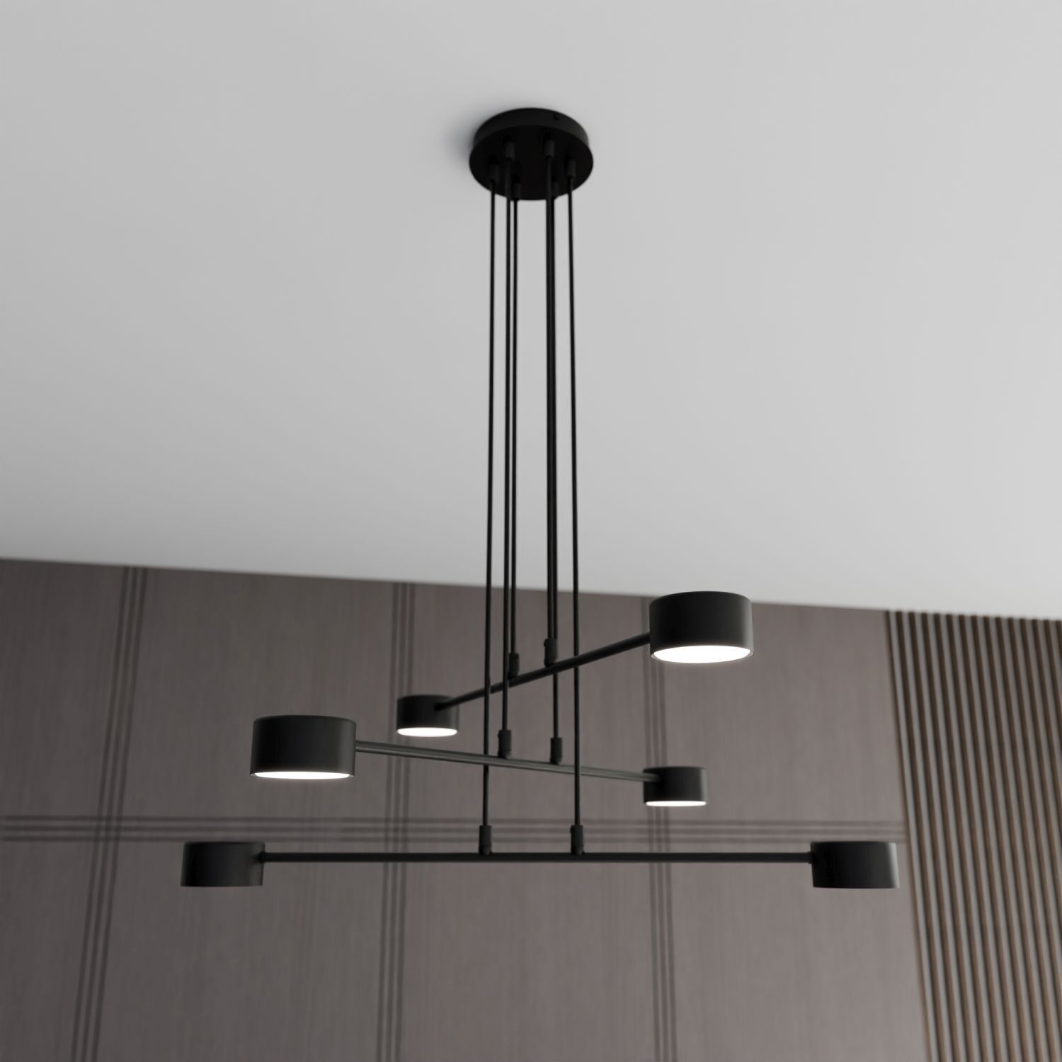 Pendelleuchte Schwarz Metall B: 70 cm verstellbar 6x GX53 Leuchter, Lampe