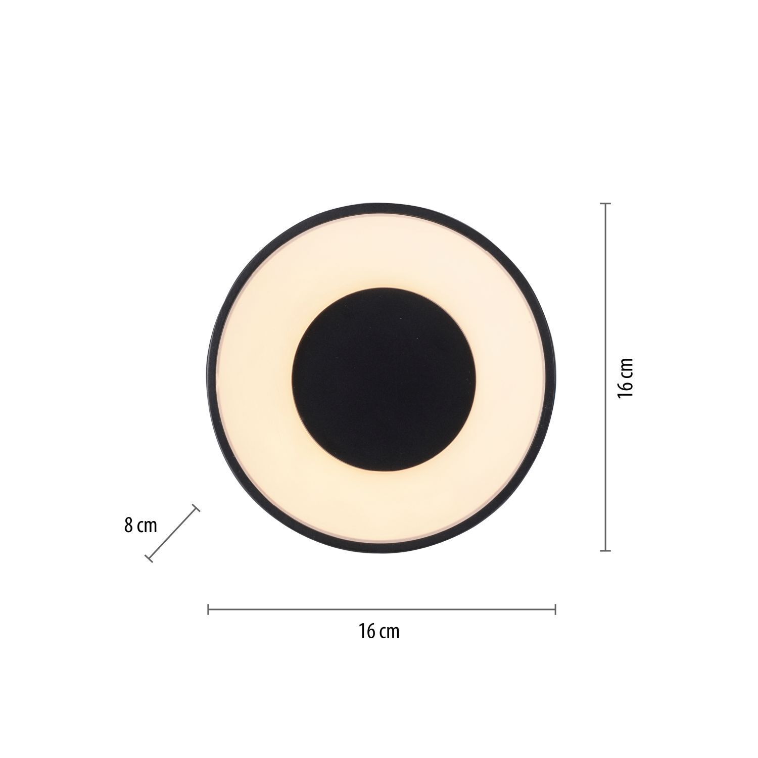 Runde LED Deckenlampe Schwarz Ø16 cm 1500 lm dimmbar
