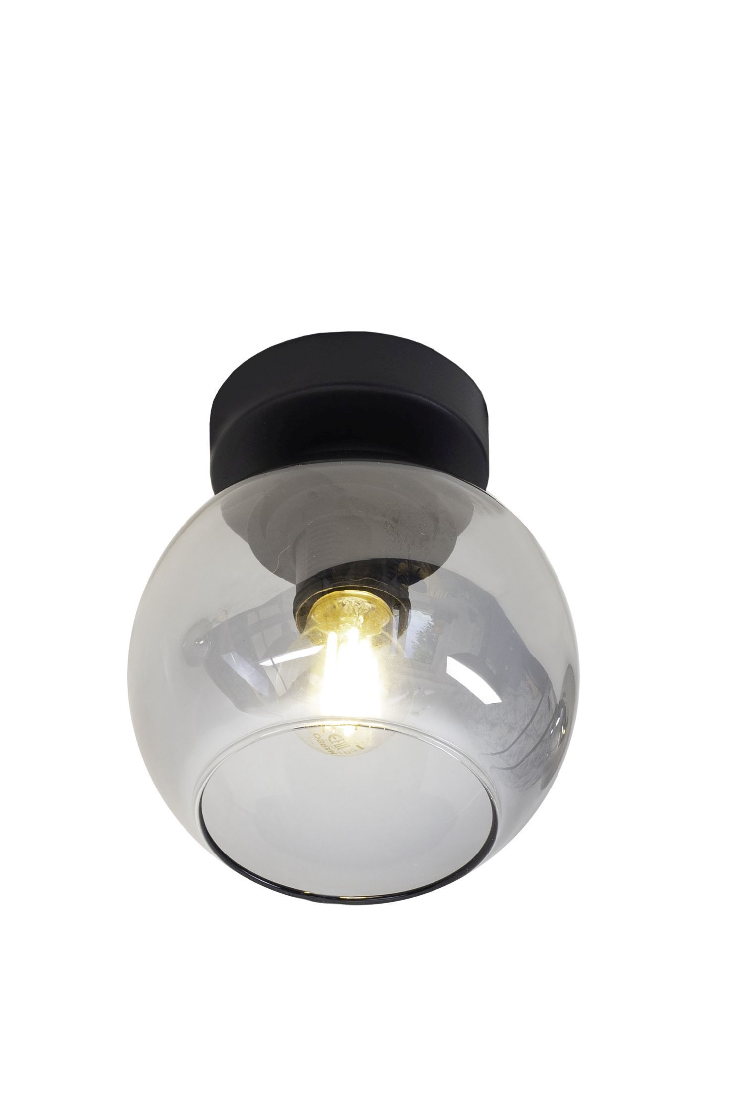 Runde Deckenlampe Rauchglas Schwarz blendarm E27 Ø15 cm Deckenleuchte, Leuchte