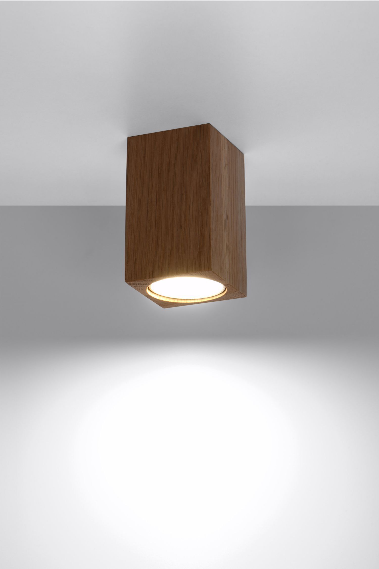 Spot Lampe Decke Holz klein H: 10 cm eckig GU10
