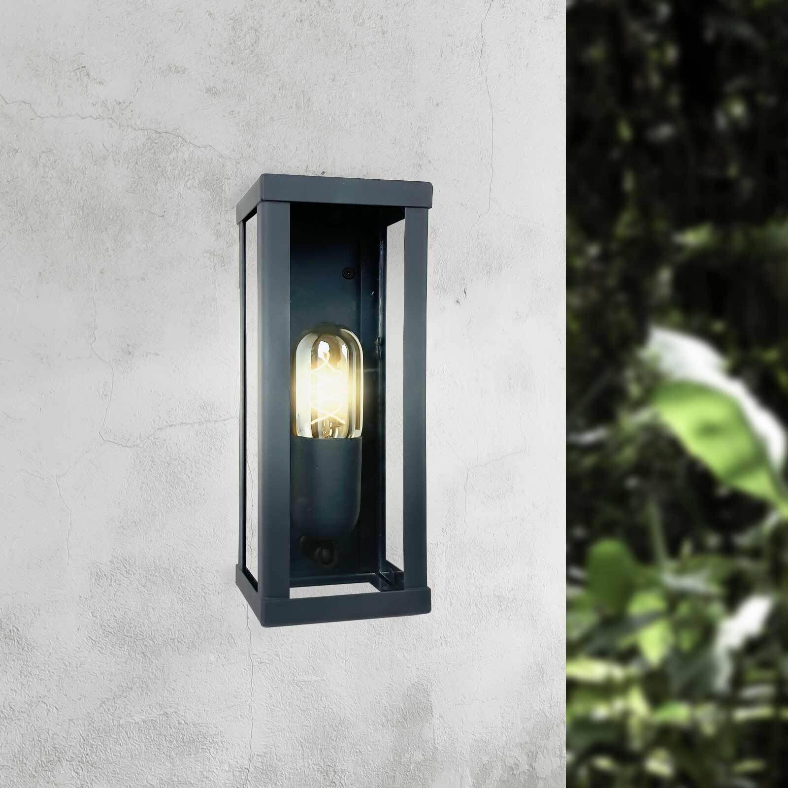 Wandleuchte außen E27 IP43 H: 25 cm Eisen Glas