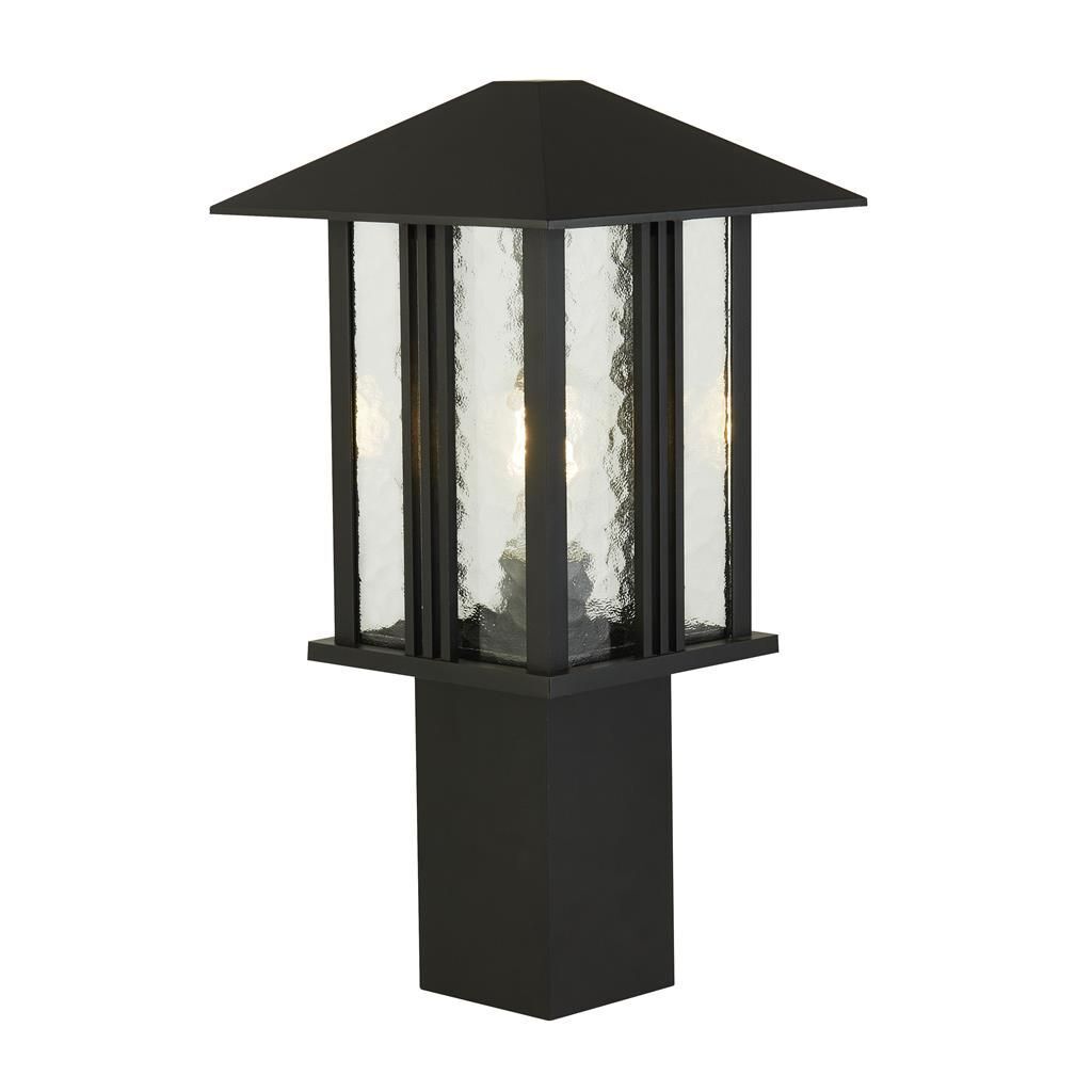 Sockelleuchte Schwarz 45 cm IP44 E27 Aluminium Glas