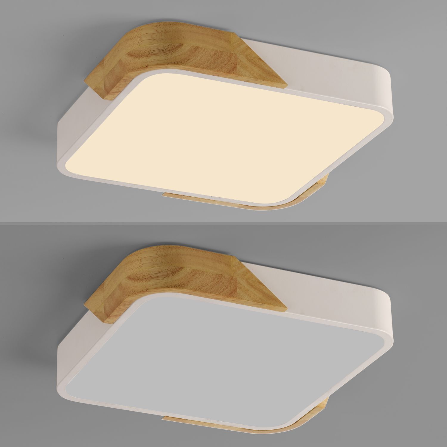 LED Deckenleuchte Holz L:32 cm Weiß Natur 3000 K Deckenleuchte