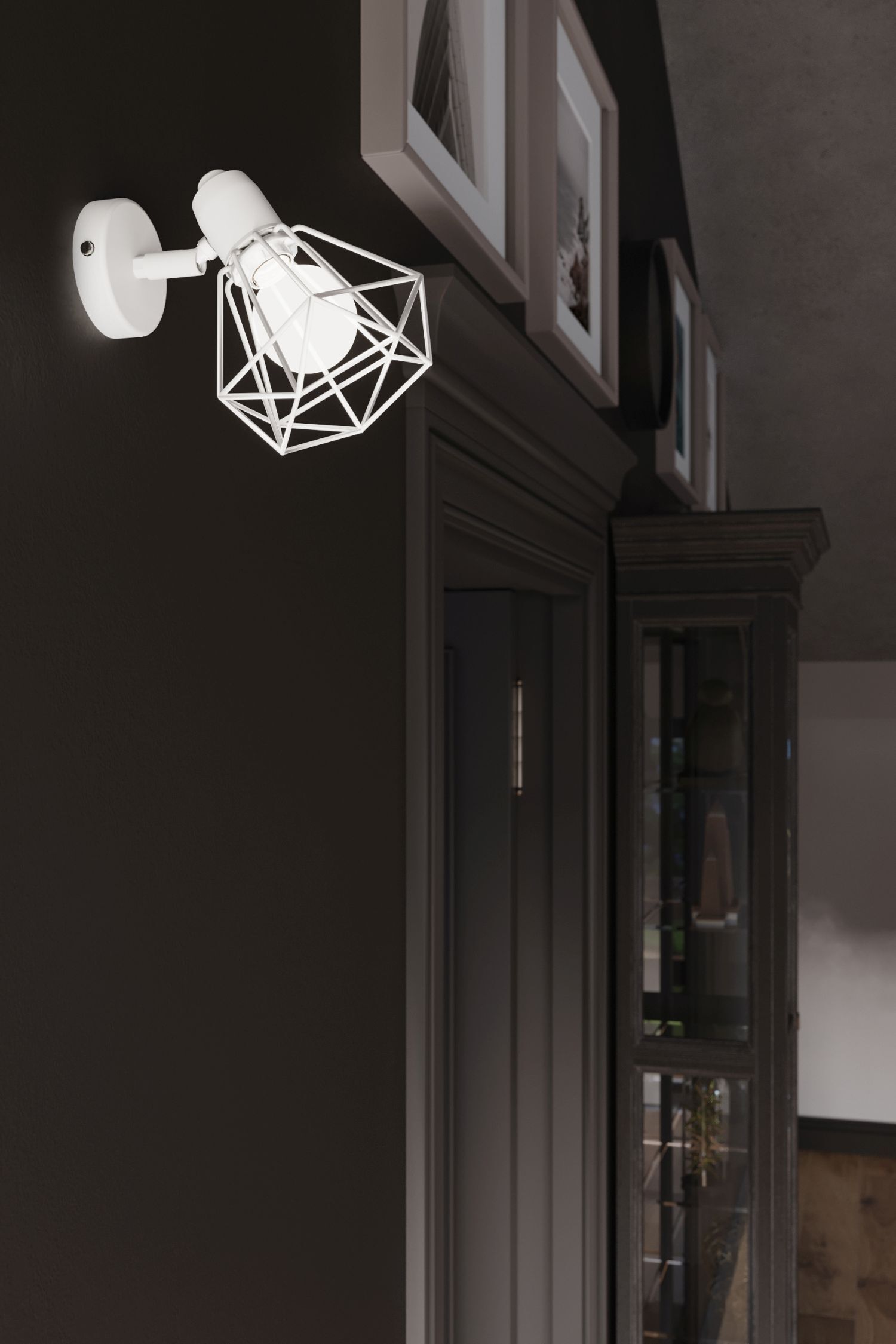 Wandlampe Weiß schwenkbar Draht Schirm E27 Retro