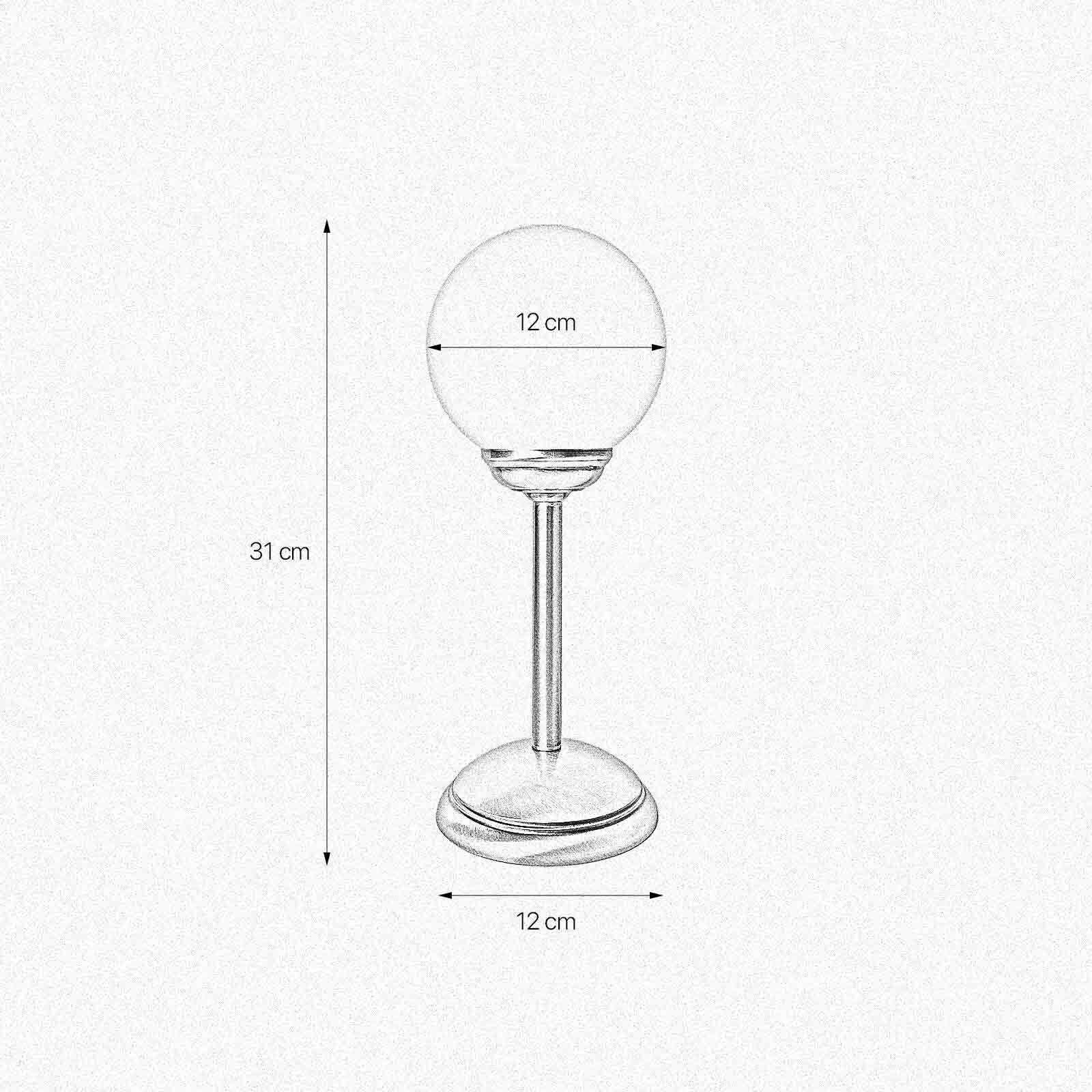 Tischleuchte Glas Messing H: 31 cm Kugelschirm E14 klein
