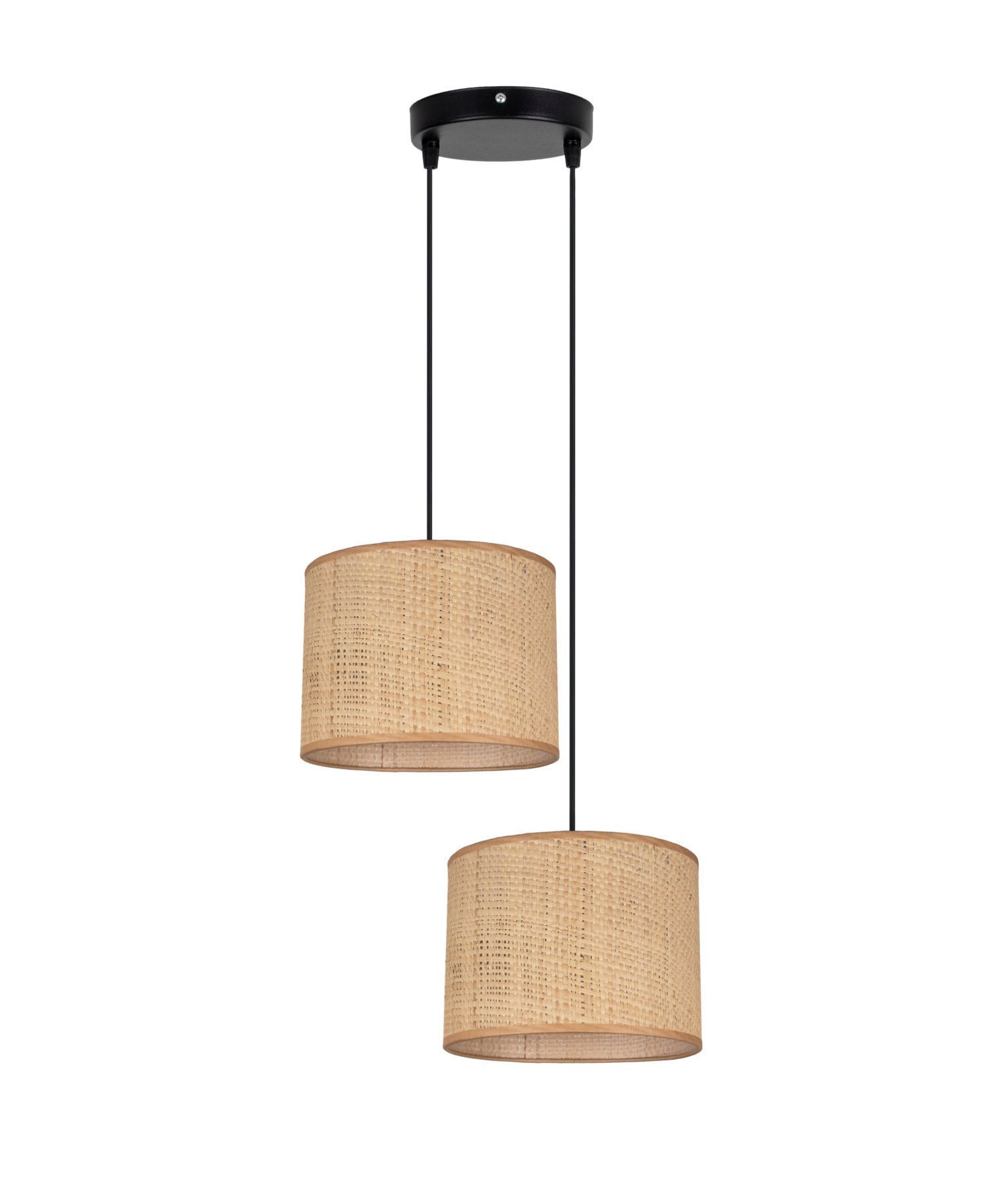 Pendelleuchte, Lampenschirm, Rattan, Doppel-Lampe, Schwarz-Kupfer?