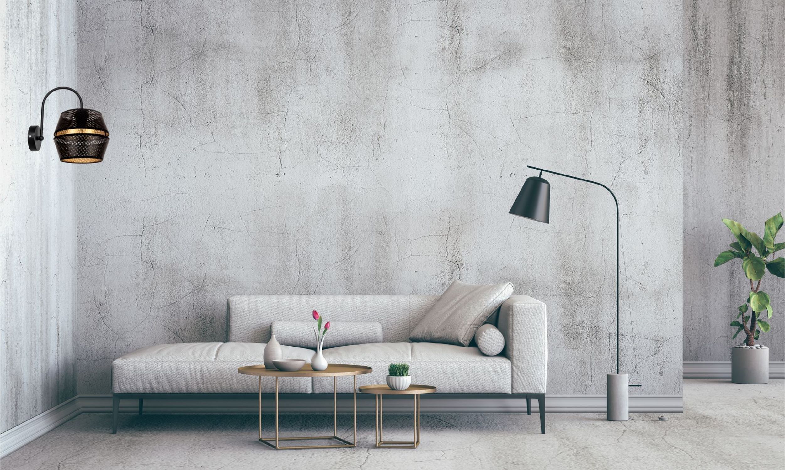 Stilvolle Wandleuchte Metall Schwarz Gold H:25 cm E27 Lampe, Stehlampe, Couch, Mobiliar